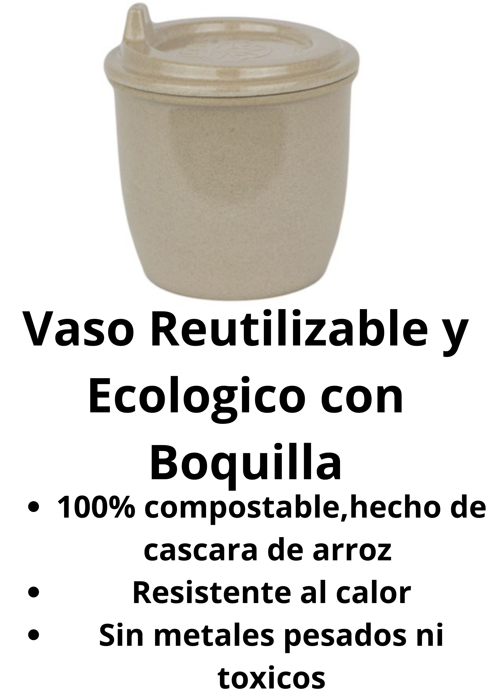 Vaso Con Boquilla 296 ml para bebés, Color Natural, Cáscara De Arroz-2