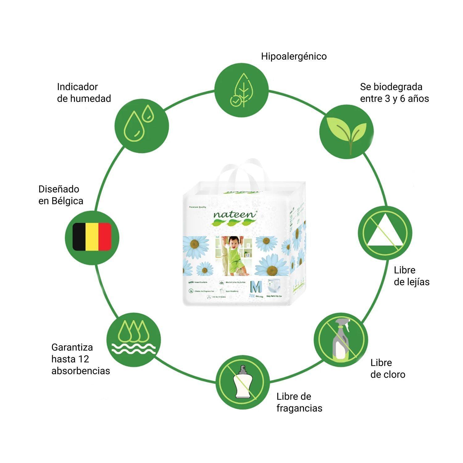 Pañales Ecológicos Nateen Premium XL 112 unidades-2