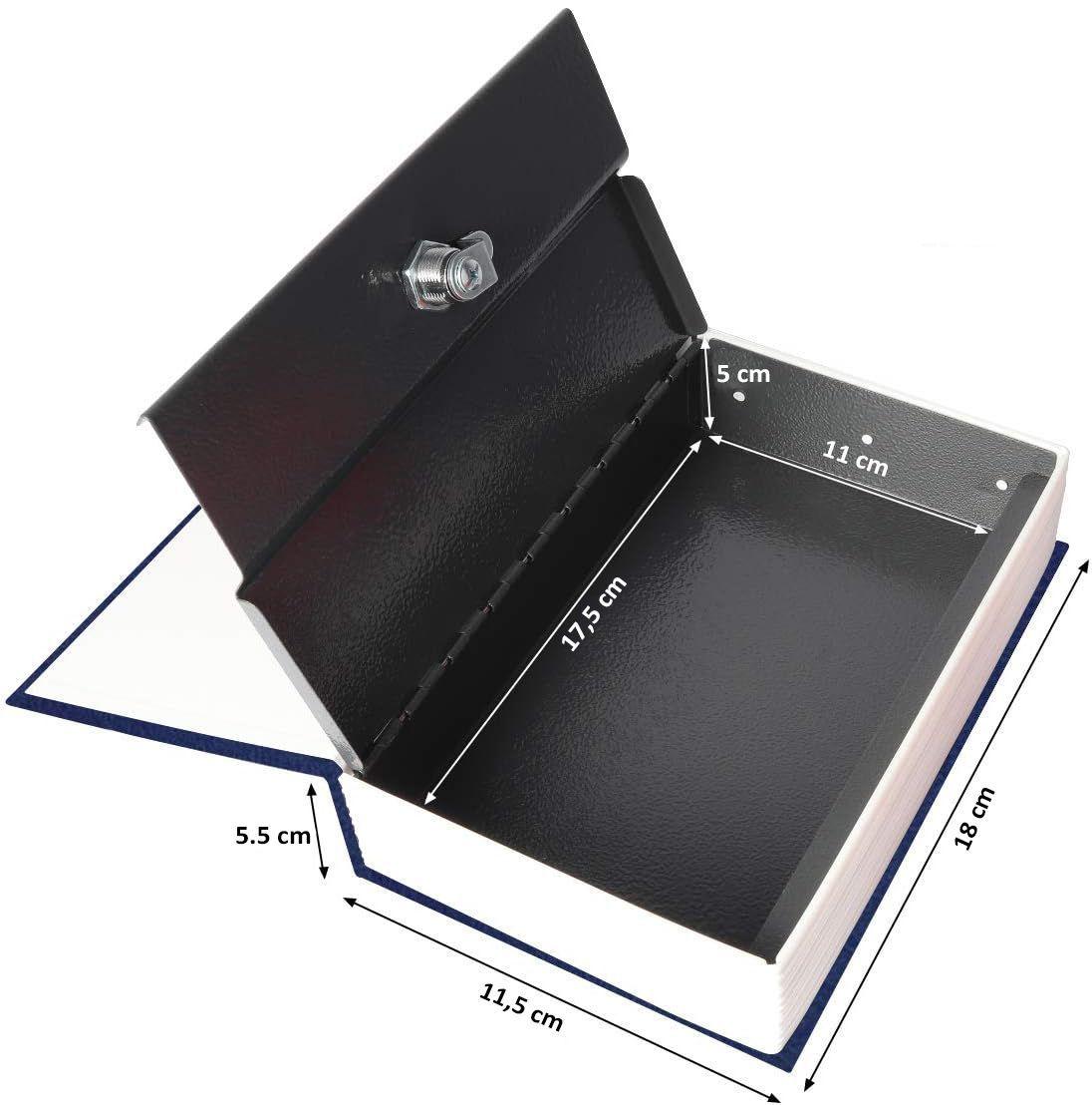 Caja Fuerte Simulada Libro Cofre Porta Valores 180x115x55mm-3
