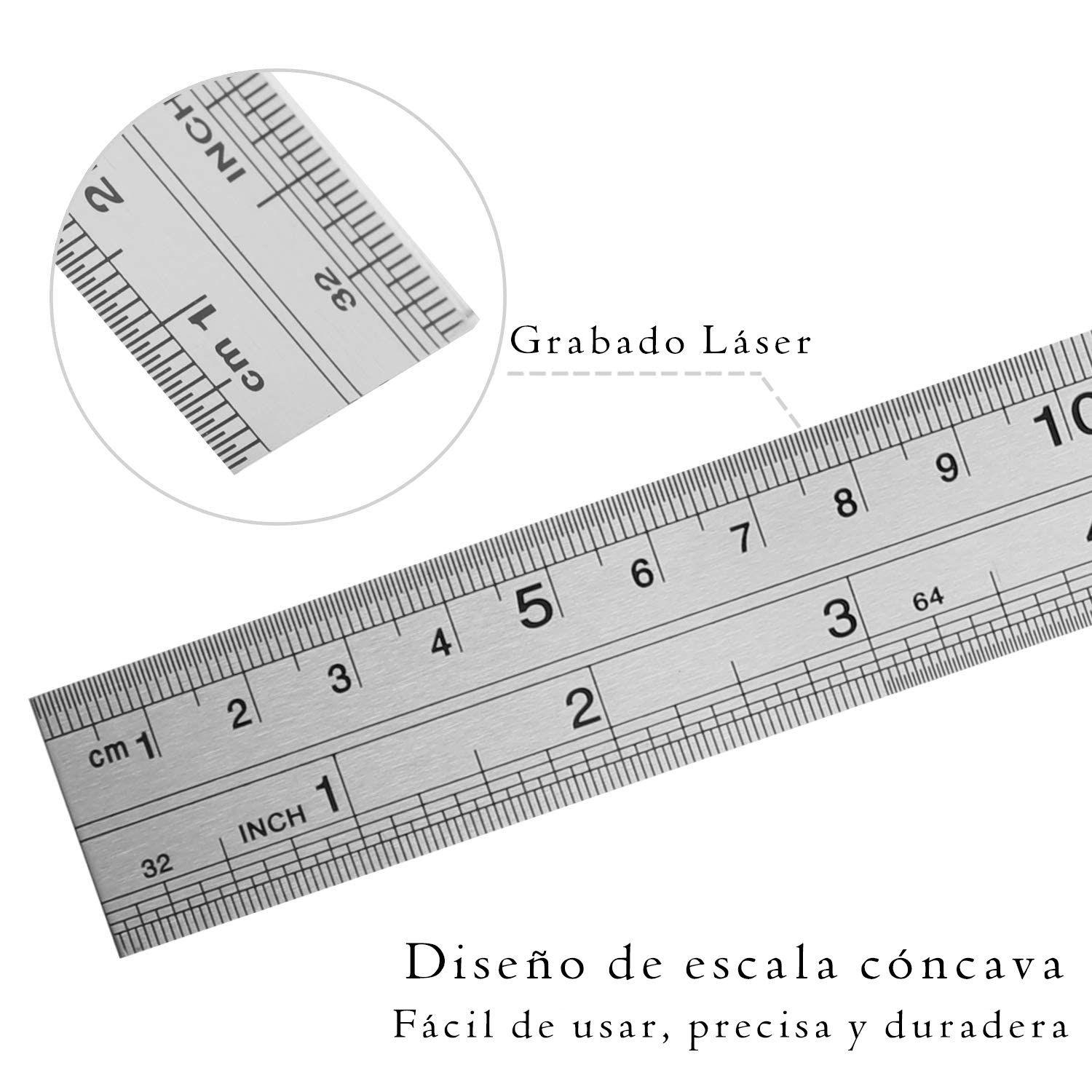 Regla Metalica Acero Inoxidable Diseño 40cm / 16 Pulgadas Rd-2