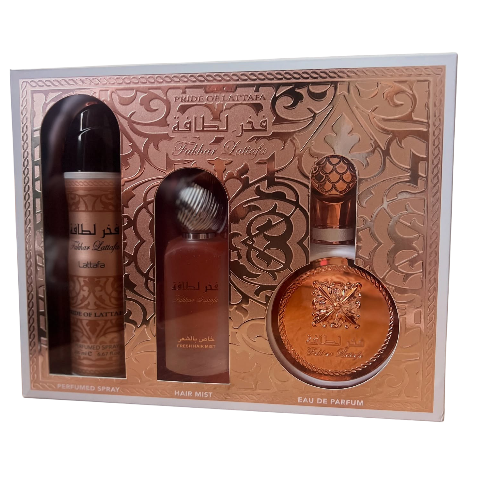 Estuche Fakhar Women Lattafa Edp 100ML+Perfume Spray 200Ml+Hair Mist 50 Ml Mujer-0