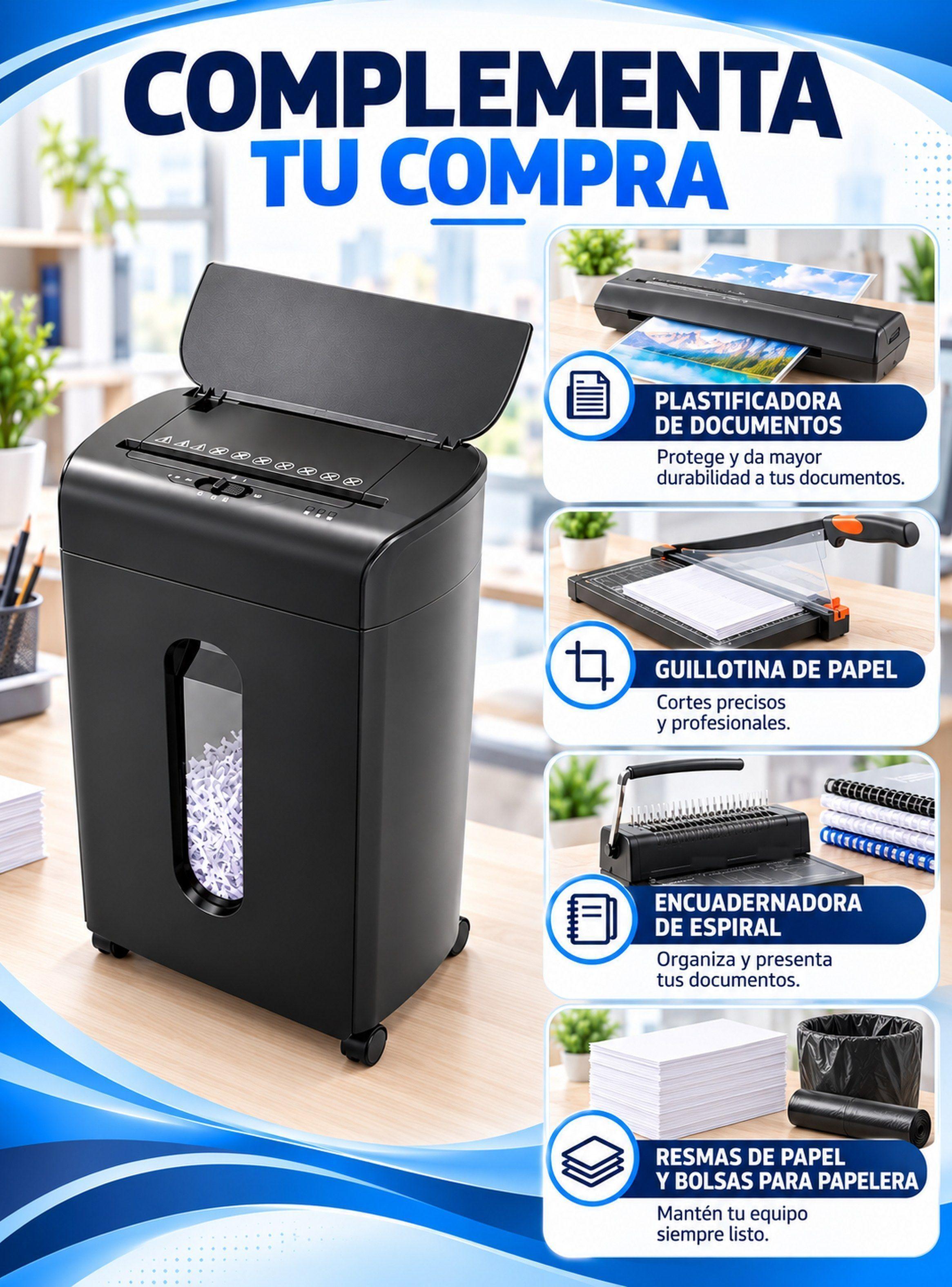 Destructora de Papel Automática 150 Hojas Micro Corte P4 con Papelera 21 L-5