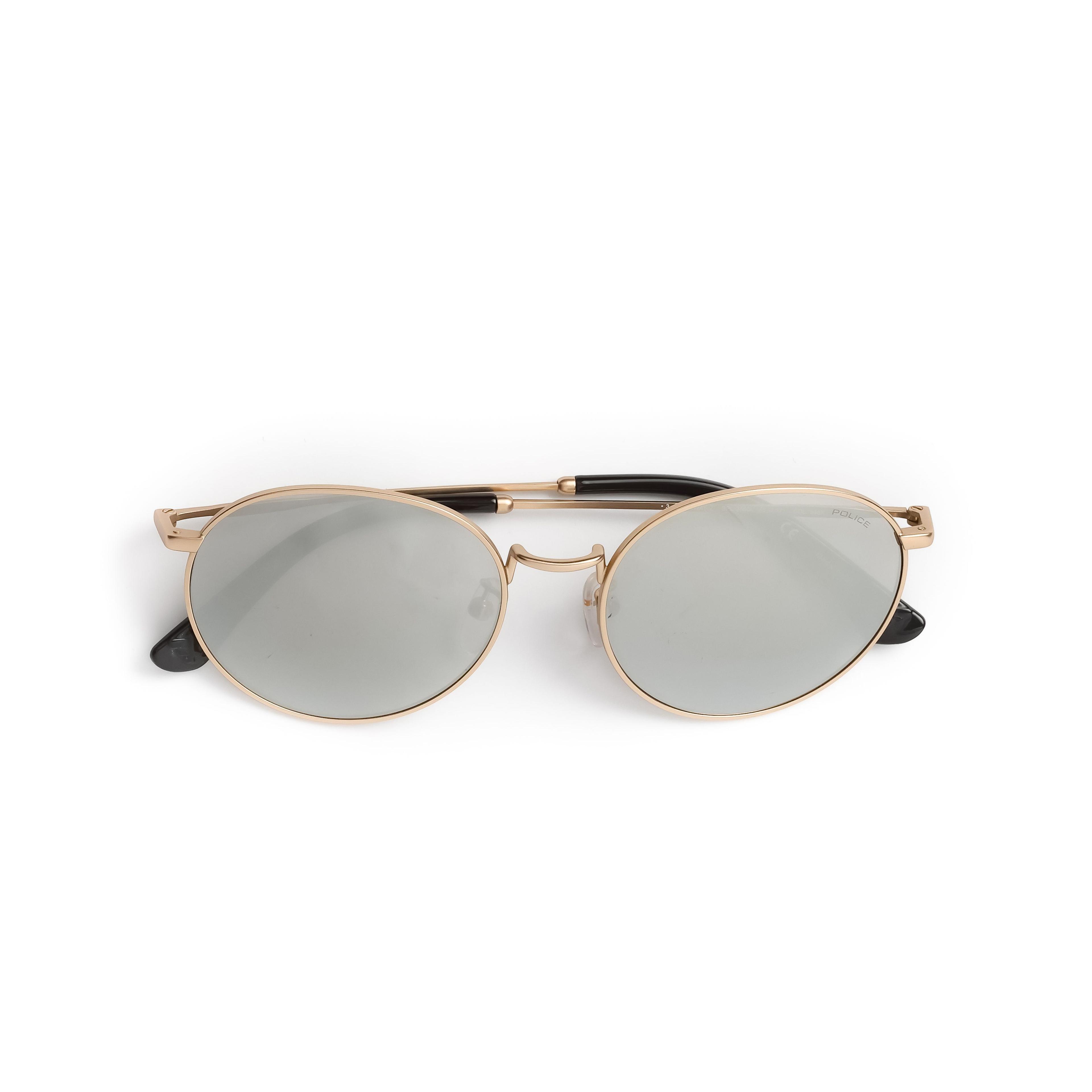 Lente de sol Police Highway Circullar metalico dorado-3