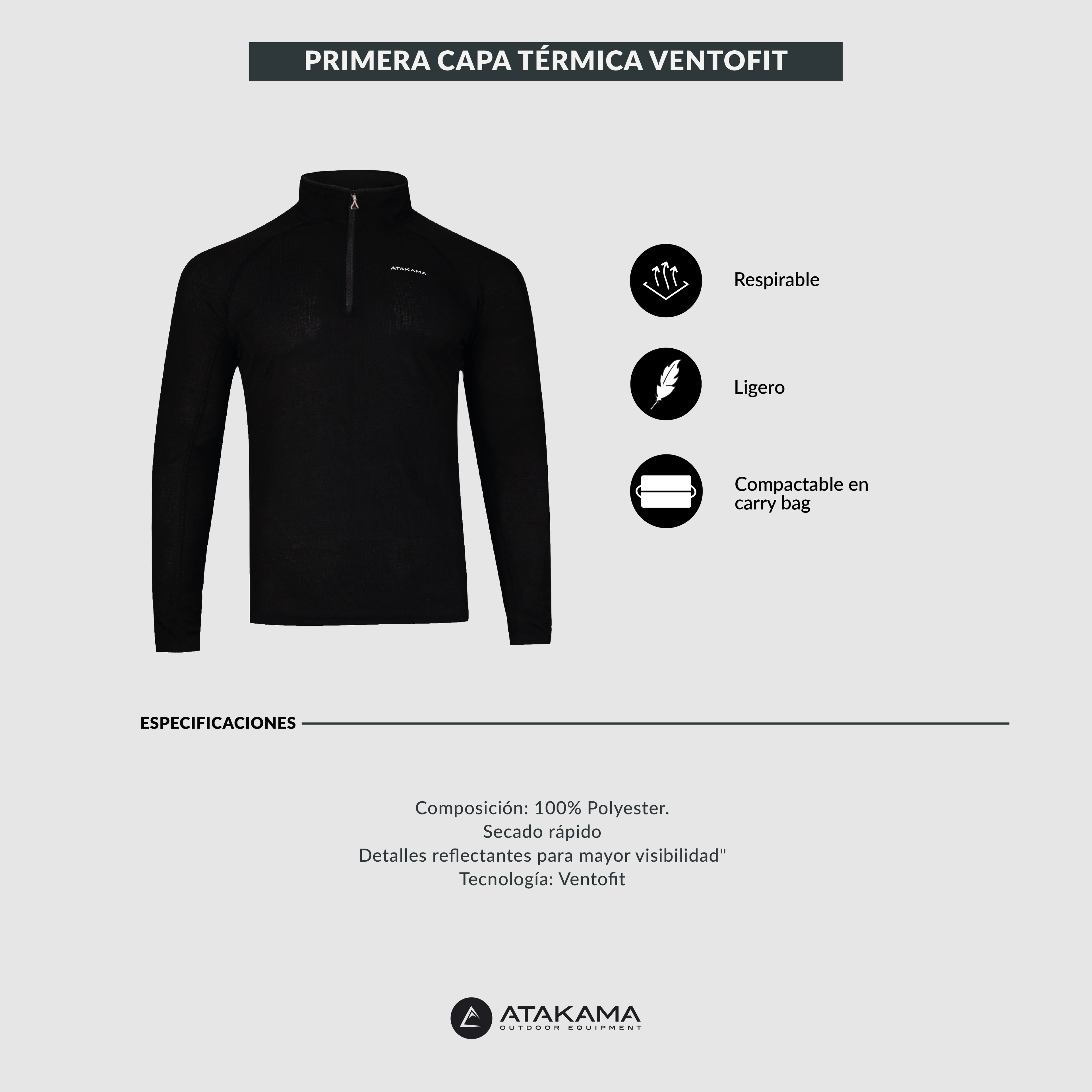 Primera Capa Termica Hombre Negra Atakama Outdoor-6