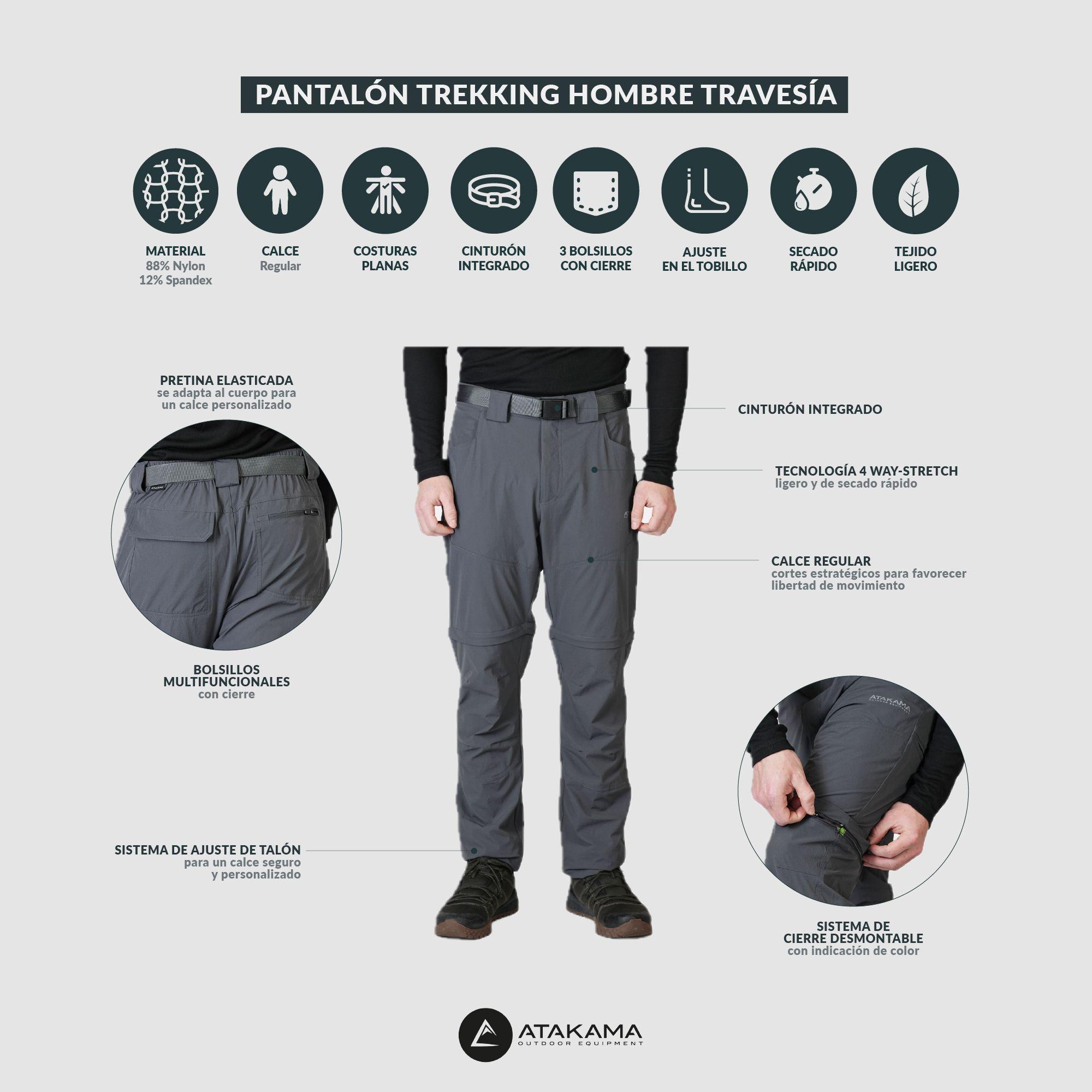 Pantalón Trekking Desmontable Hombre Travesia Gris Atakama Outdoor-5