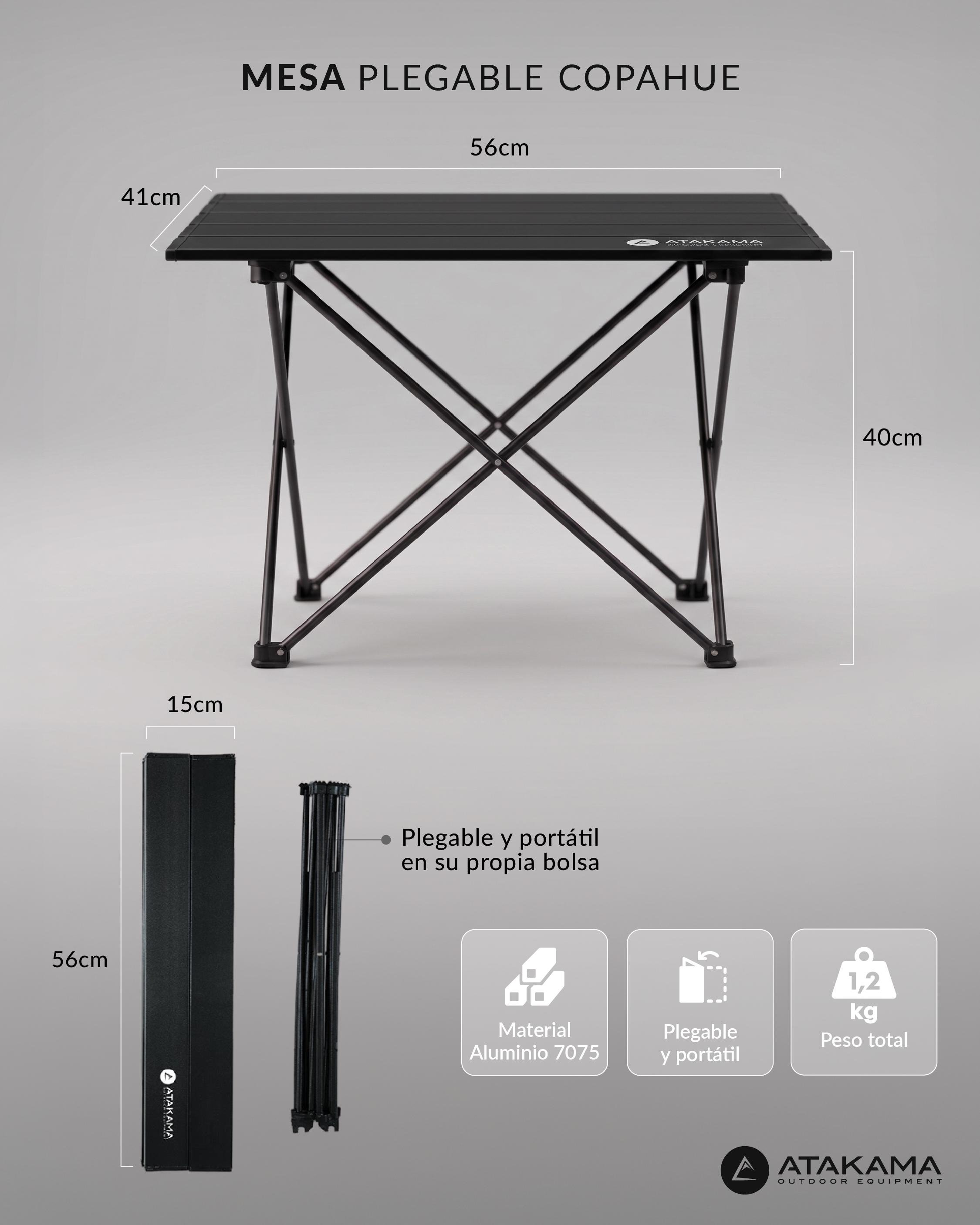 Mesa Plegable Copshue 56x41 Cm Negra Atakama Outdoor-3