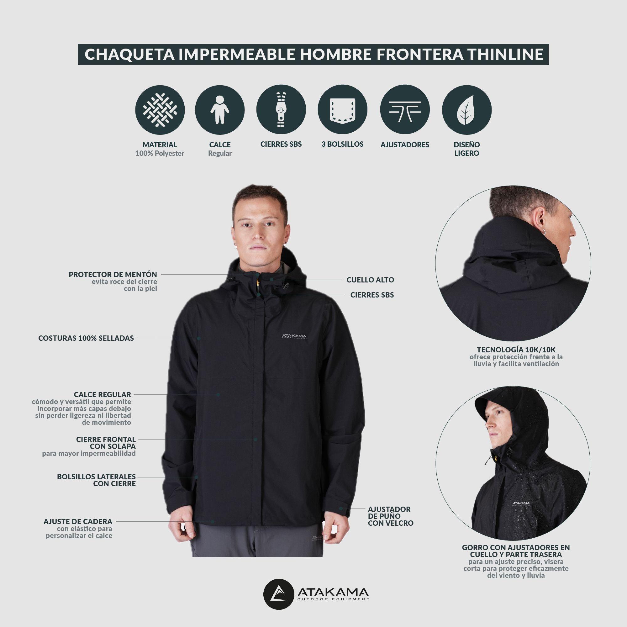 Chaqueta Impermeable Hombre Frontera Thinline Negra Atakama Outdoor-7