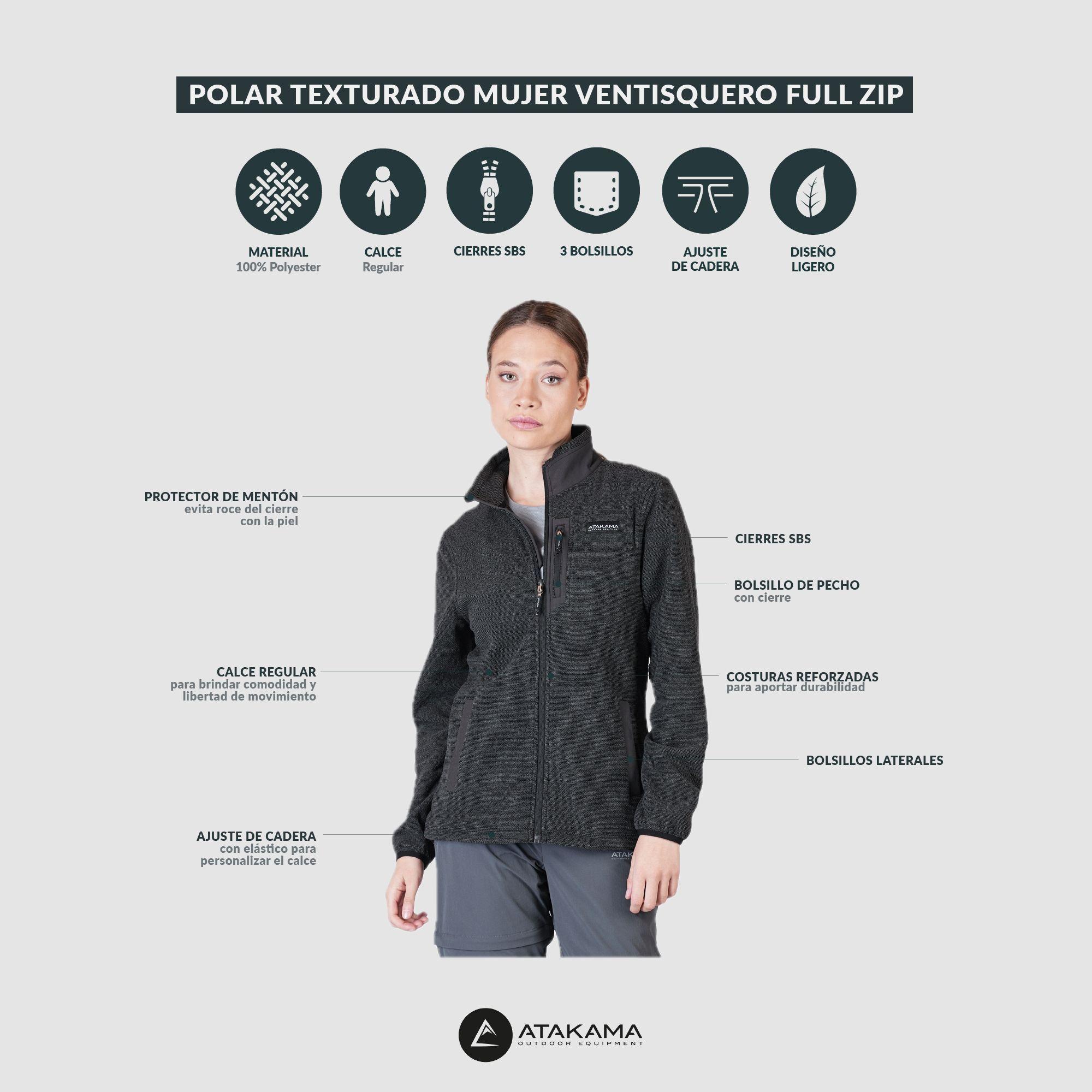 Polar Mujer Full Zip Texturado Ventisquero Atakama Outdoor-4