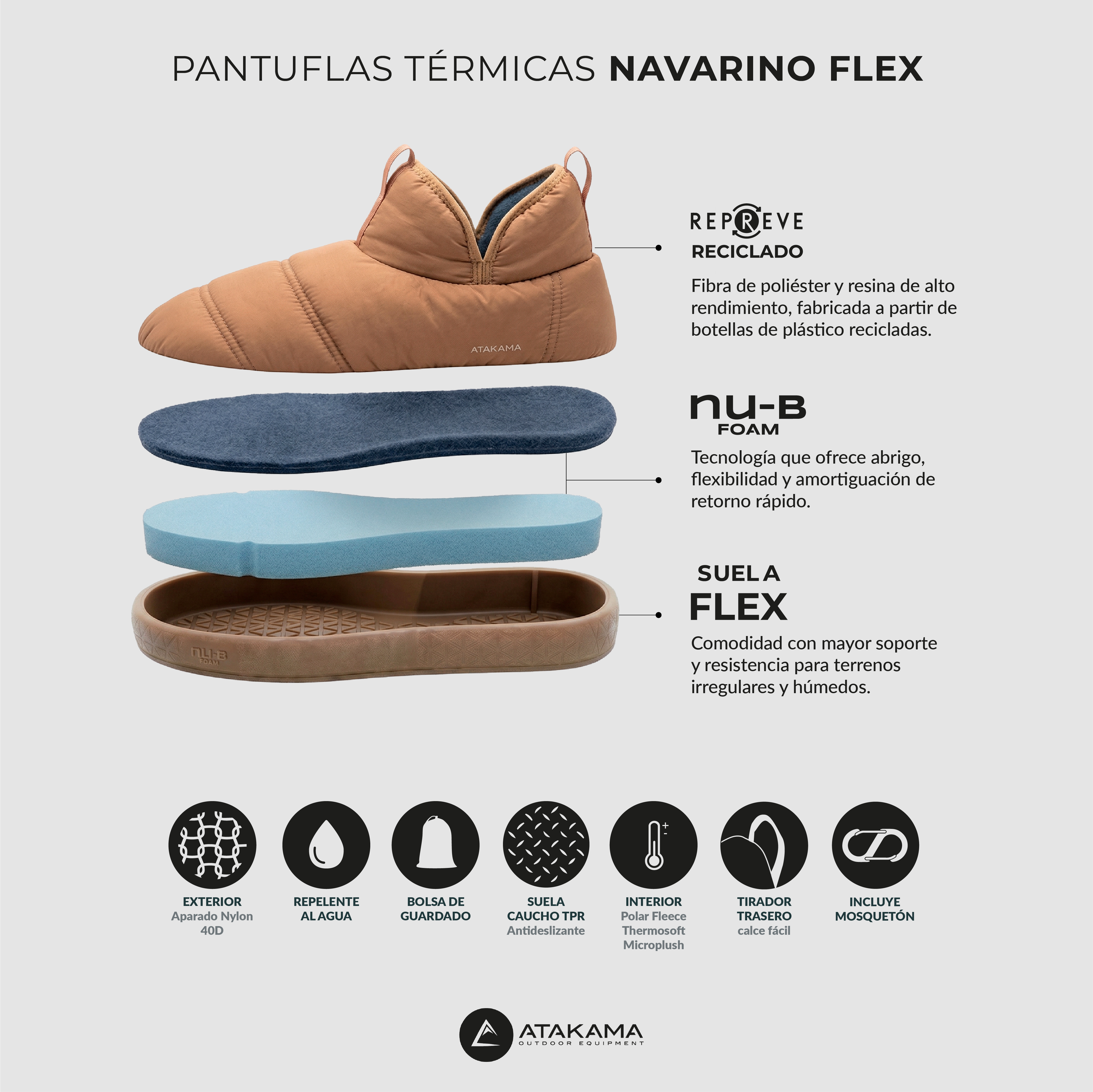 Pantufla Térmica Navarino FLEX / NU-B Foam Atakama Outdoor-6