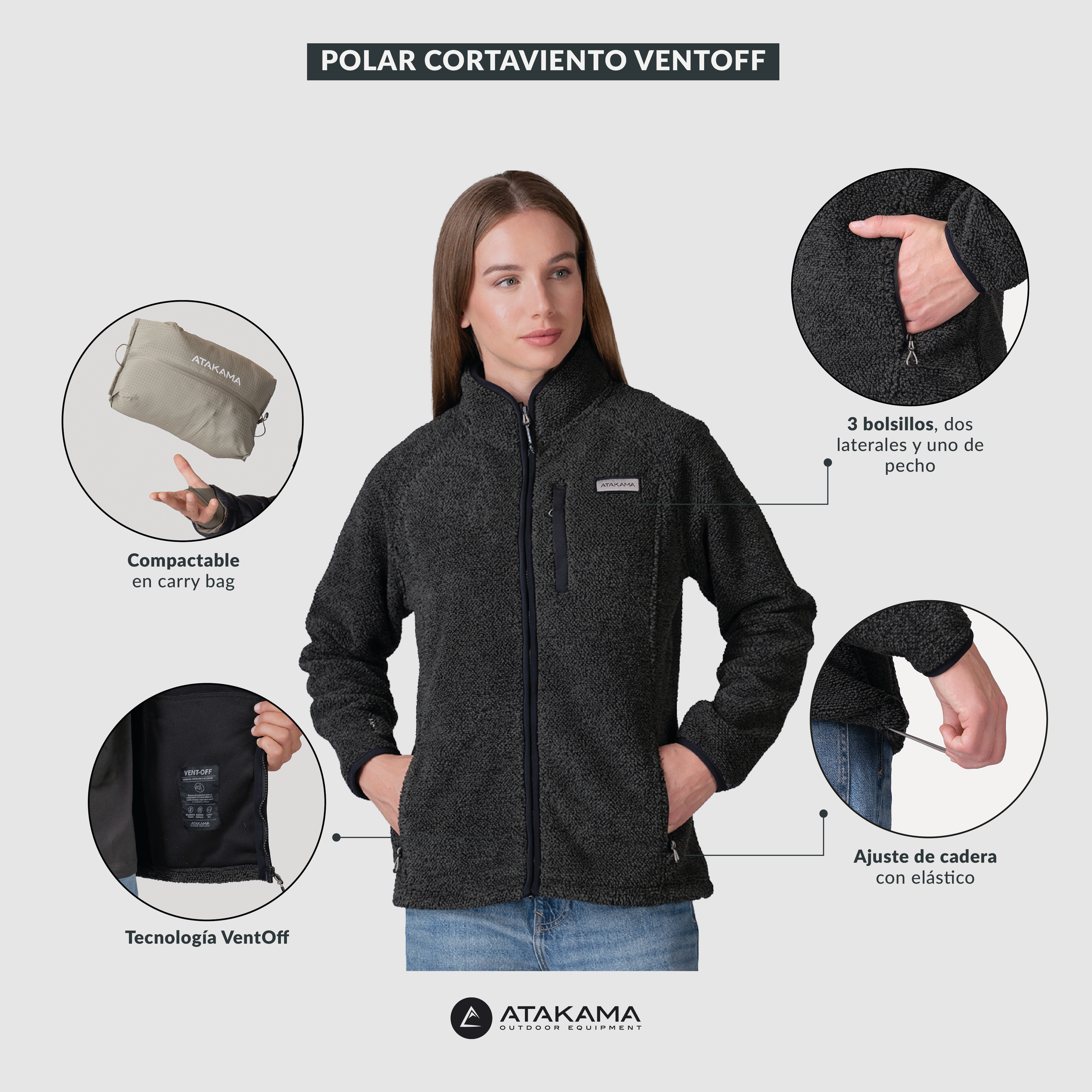Polar Cortaviento Ventoff Mujer Negro Atakama Outdoor-7
