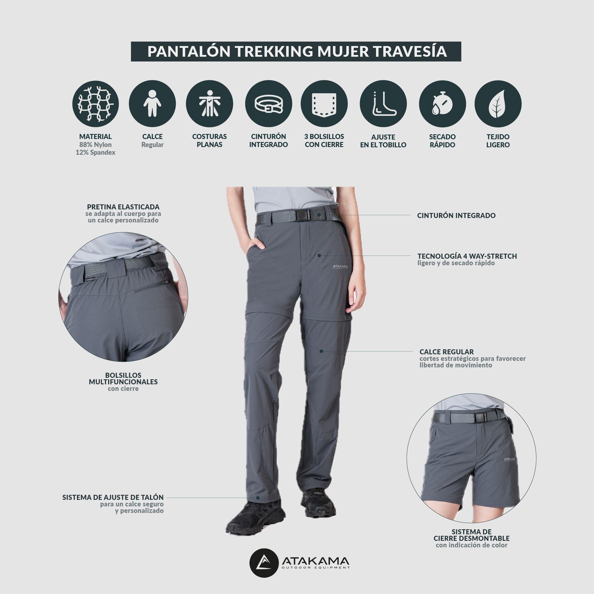 Pantalón Trekking Desmontable Mujer Travesia Gris Atakama Outdoor-7