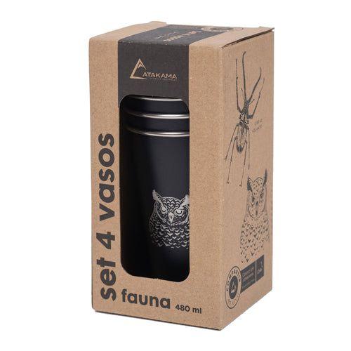 Set 4 Vasos Acero 480 Ml Negro Fauna Chilena Atakama Outdoor-2