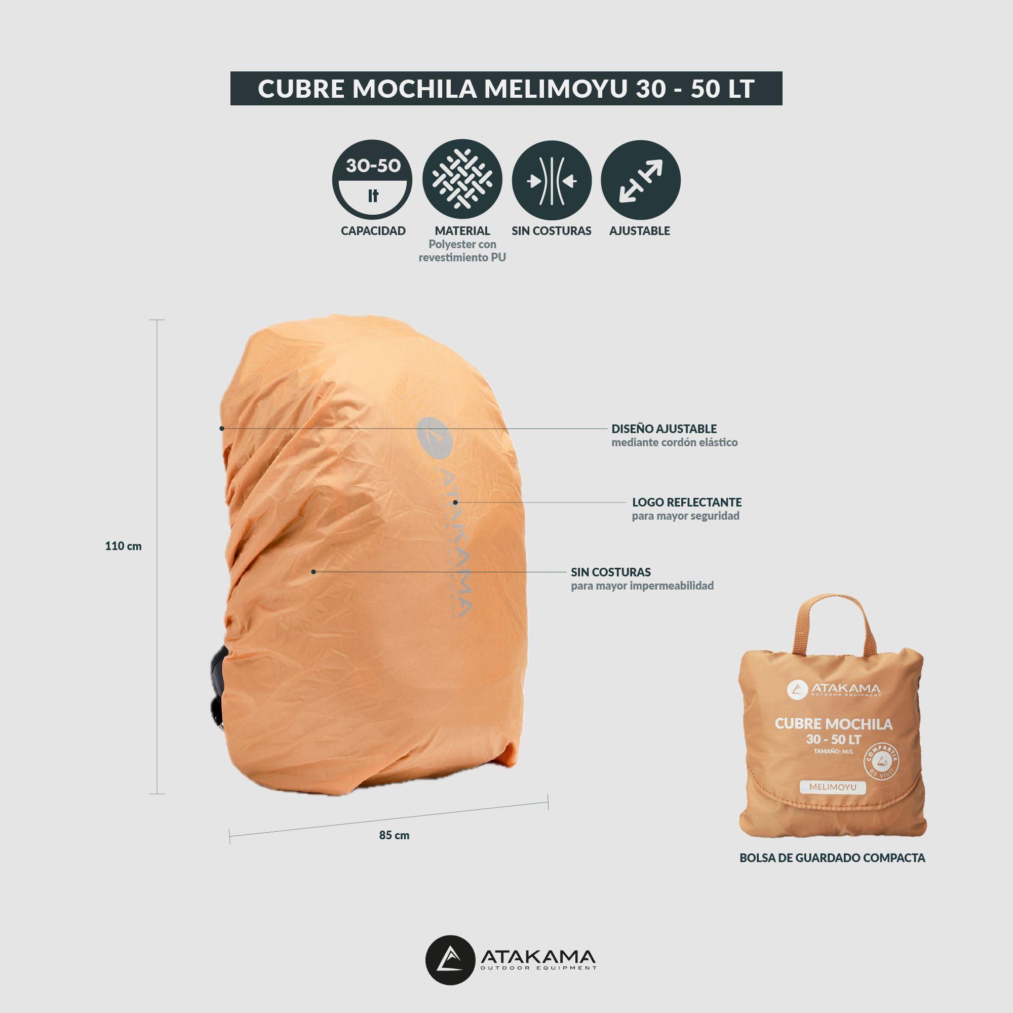 Cubre Mochila Melimoyu 30-50 Lt Naranja Atakama Outdoor-2