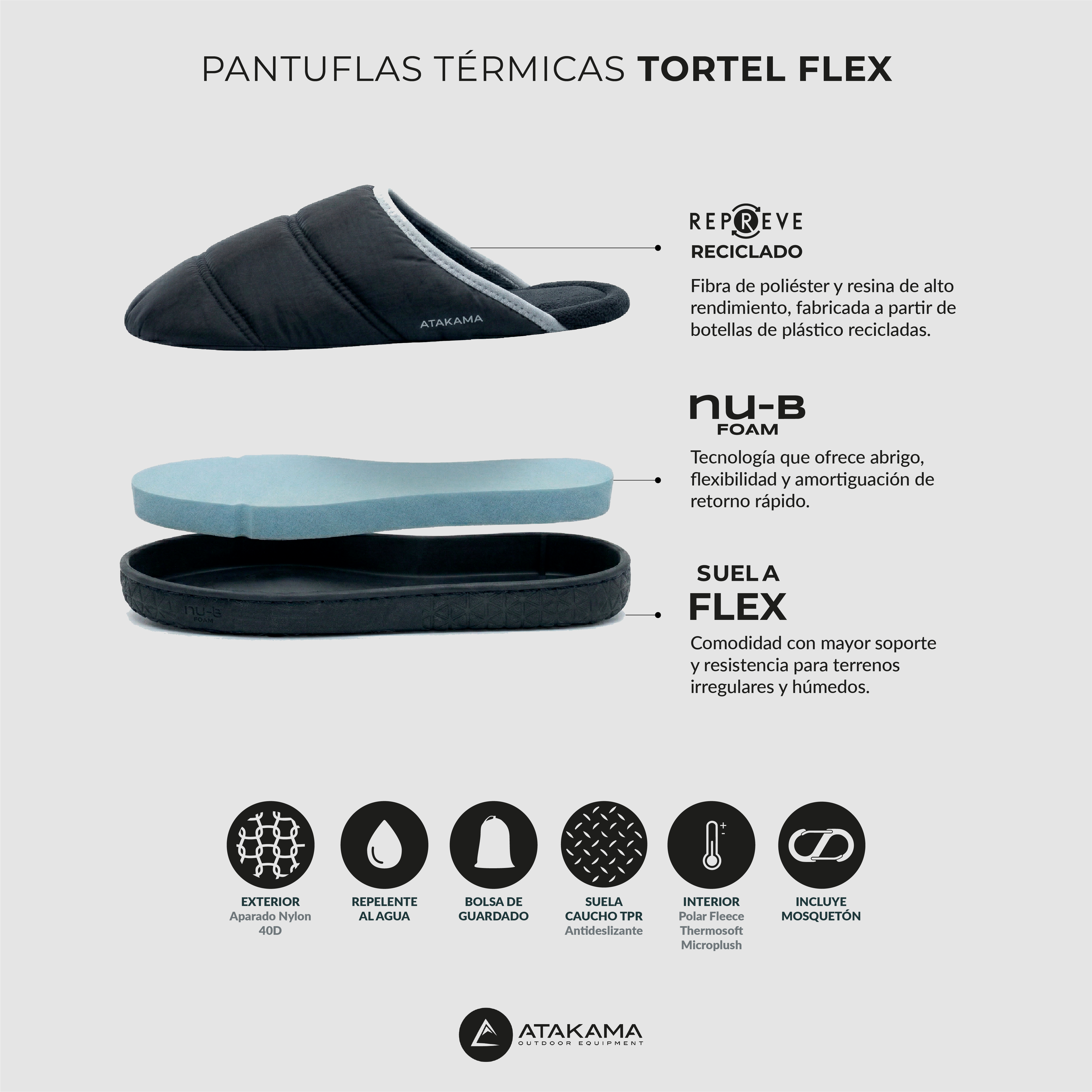 Pantufla Térmica Tortel FLEX / NU-B Foam Atakama Outdoor-6