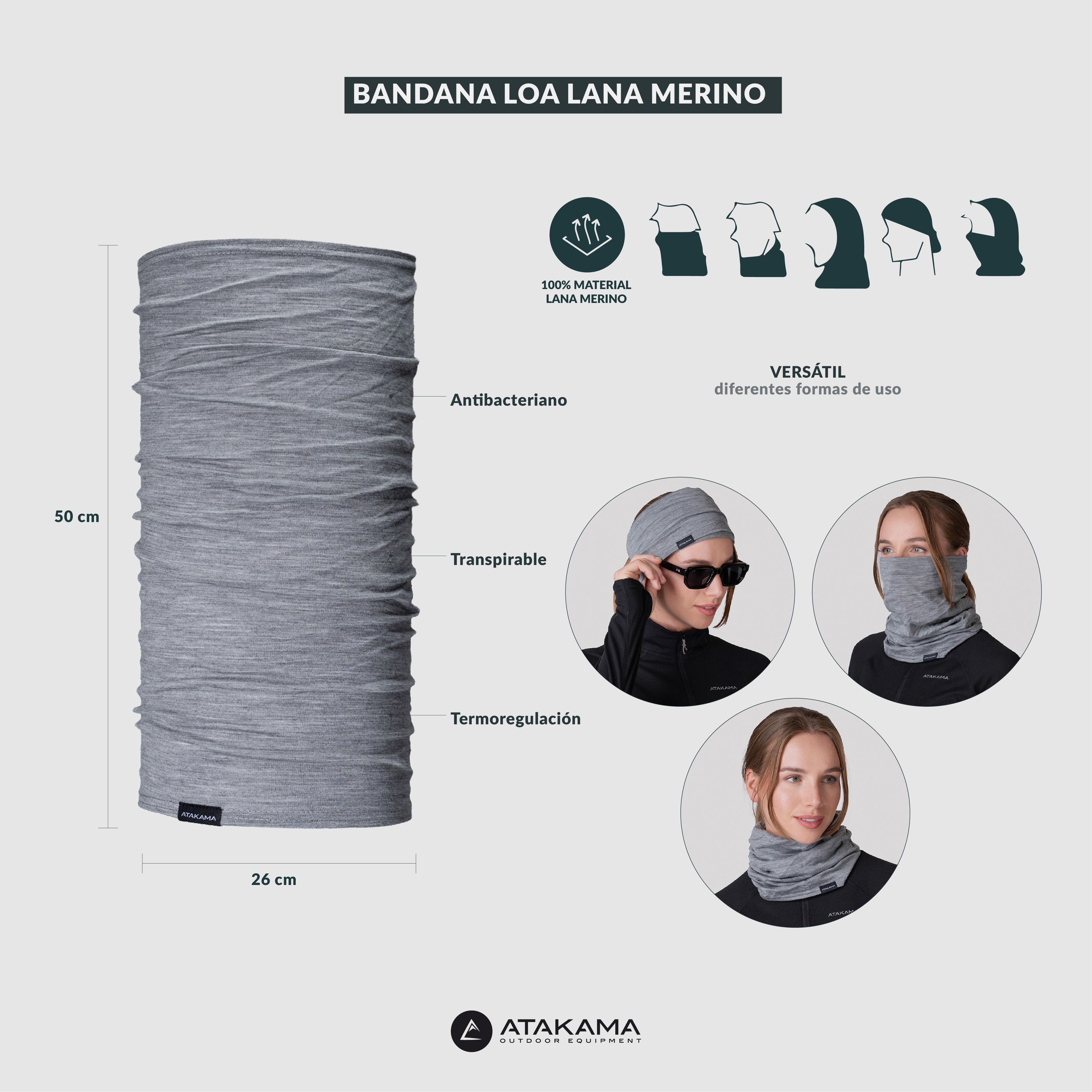 Bandana Loa Lana Merino Atakama Outdoor-4