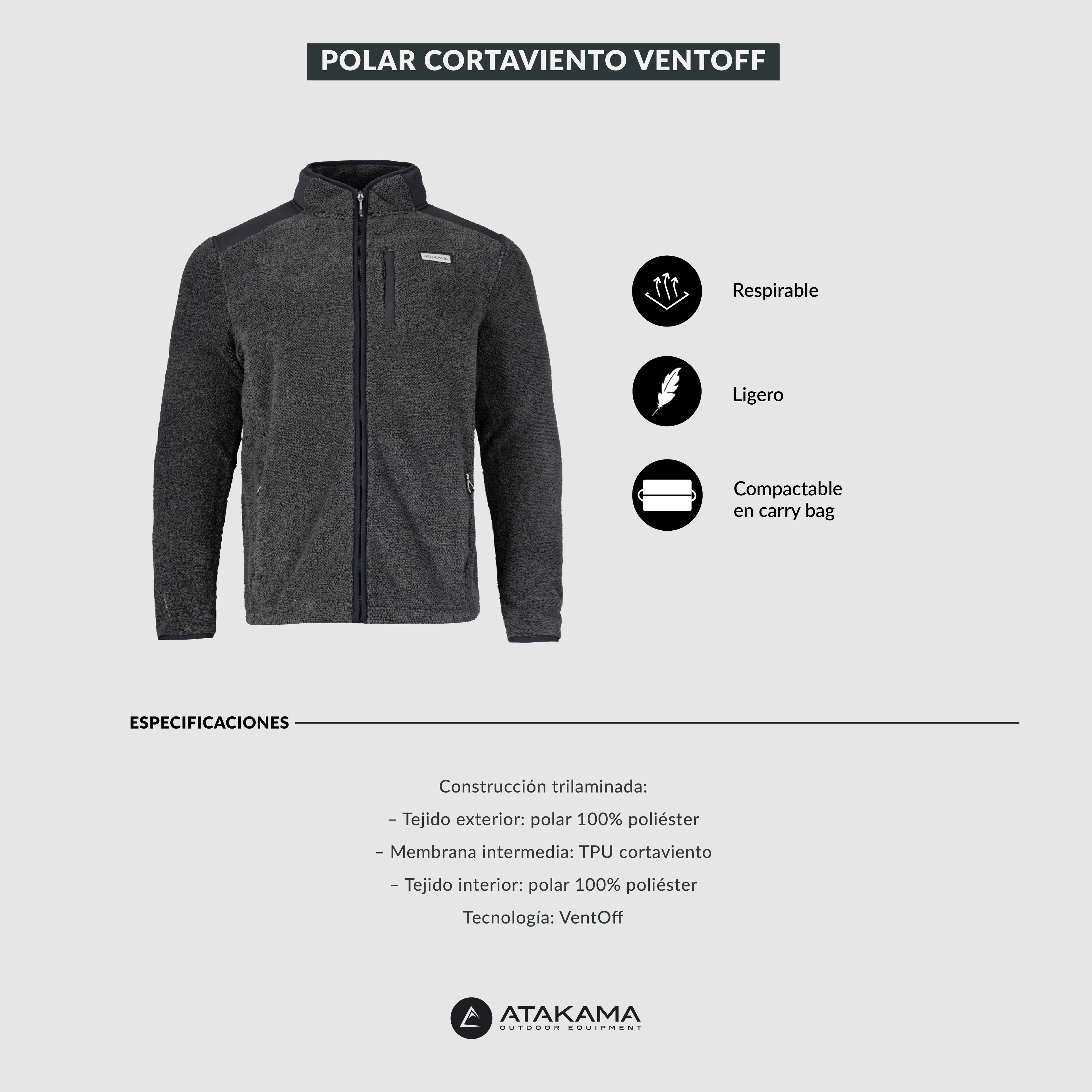Polar Cortaviento Ventoff Hombre Negro Atakama Outdoor-6