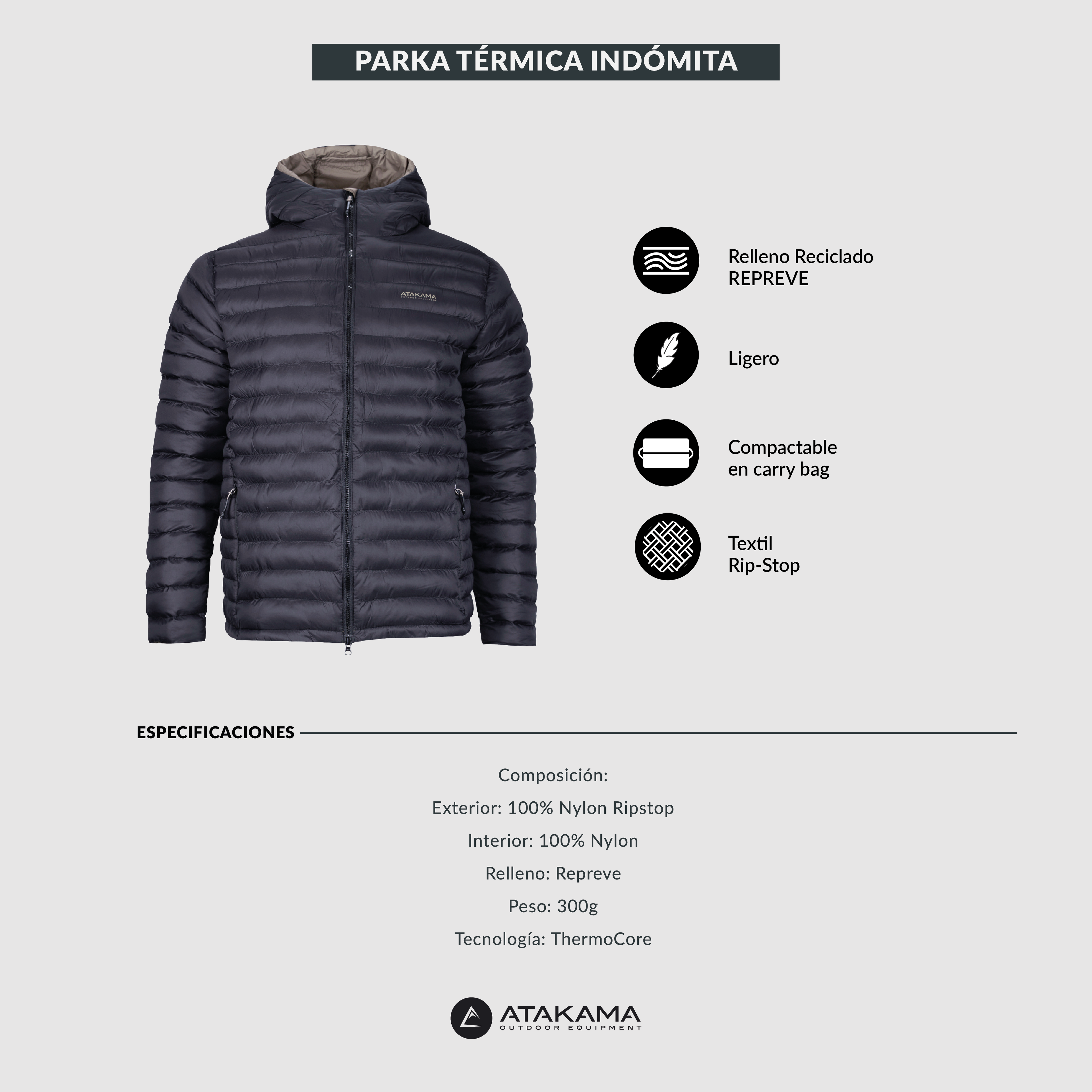 Chaqueta Parka Termica Indomita Hombre Negro Atakama Outdoor-6