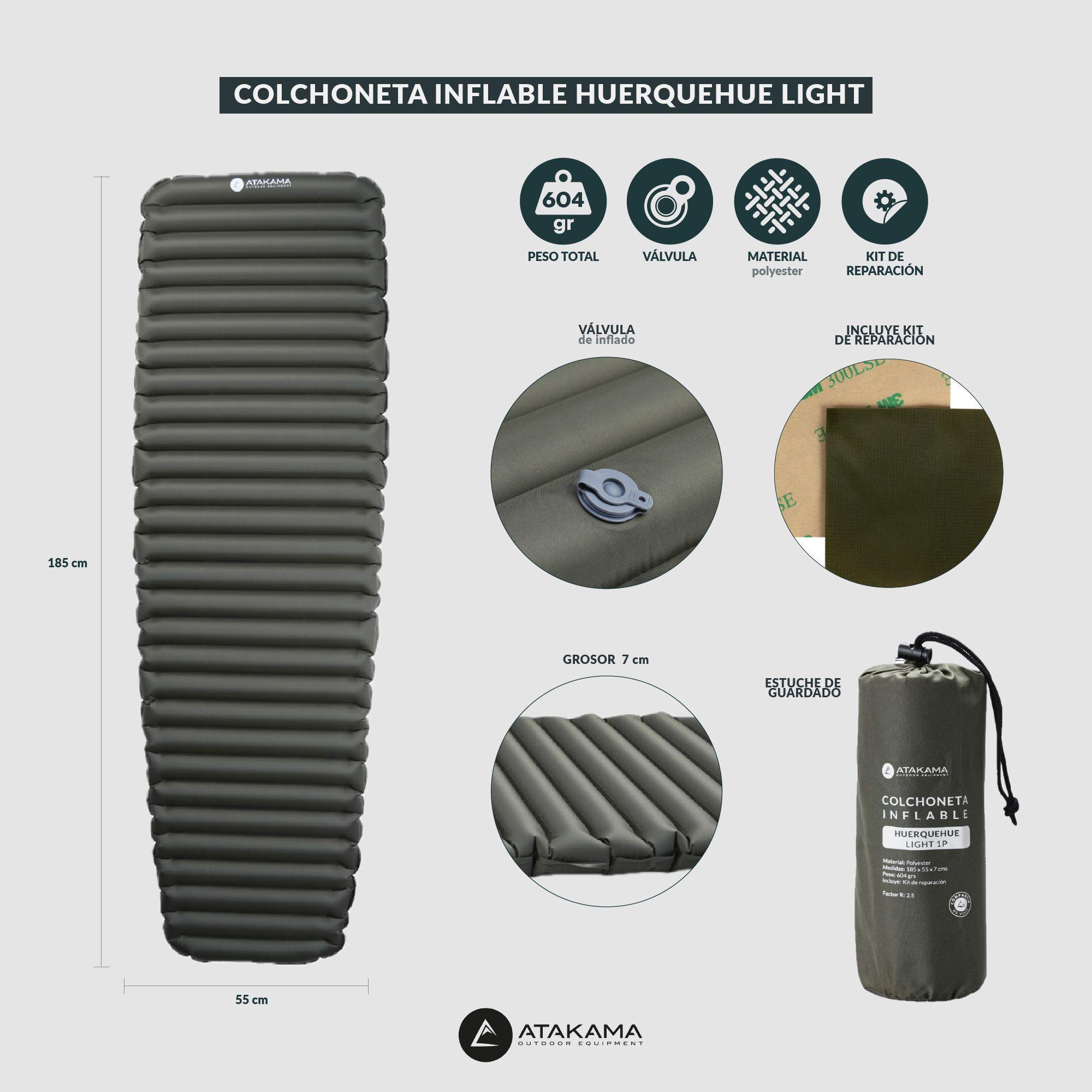 Colchoneta Inflable Trekking/Camping Hierquehue Light Verde Atakama Outdoor-6