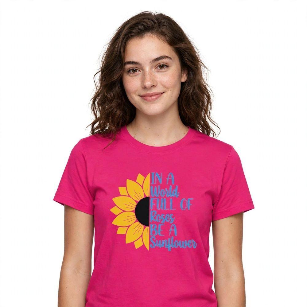POLERA  ALGODÓN  MUJER GIRASOL, SUNFLOWER, FLORES, -2