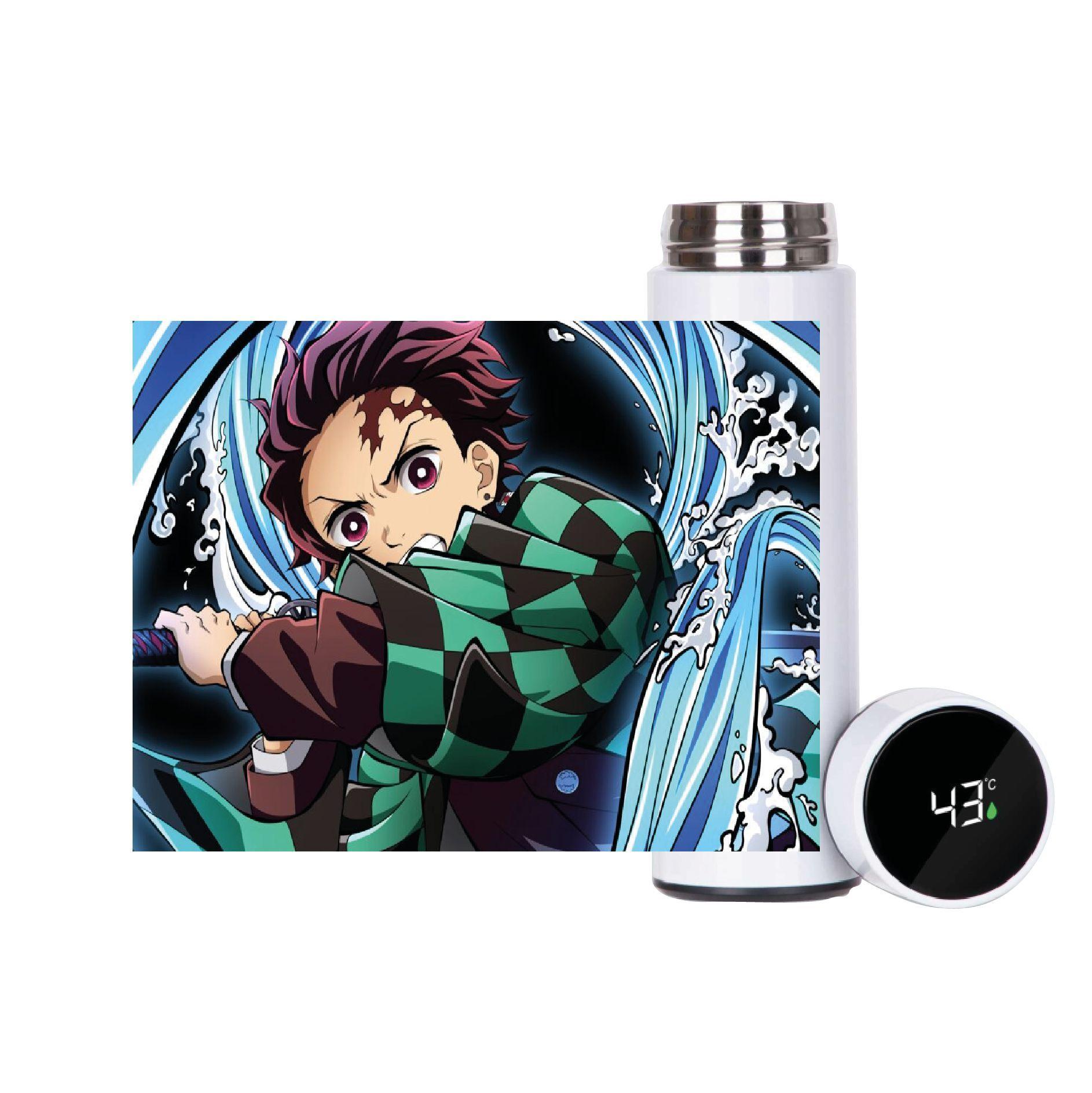SET DISEÑO TANJIRO KIMETSU NO YAIBA  BOTELLA, TERMO , TAZÓN-2