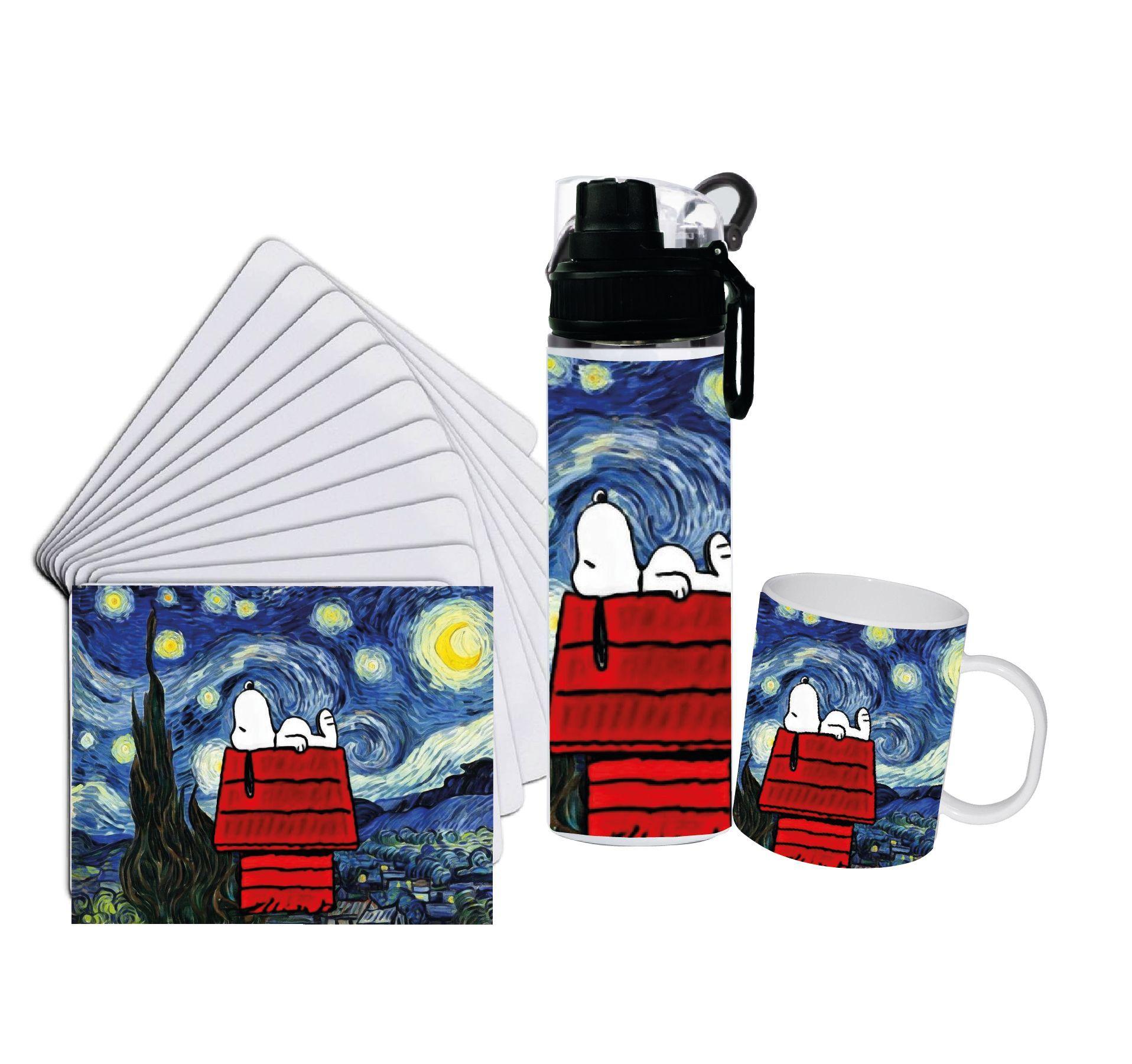 Set Botella Snoopy Cielo van Gogh  750 ml + mousepad + tazón 300 ml-0