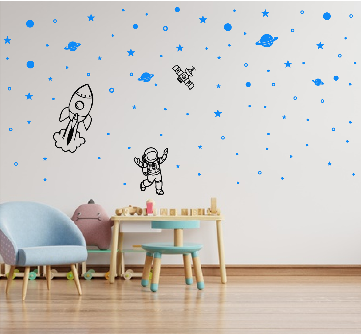 STICKER DECORATIVO PEGATINA  ASTRONAUTA NAVE ESPACIAL-0