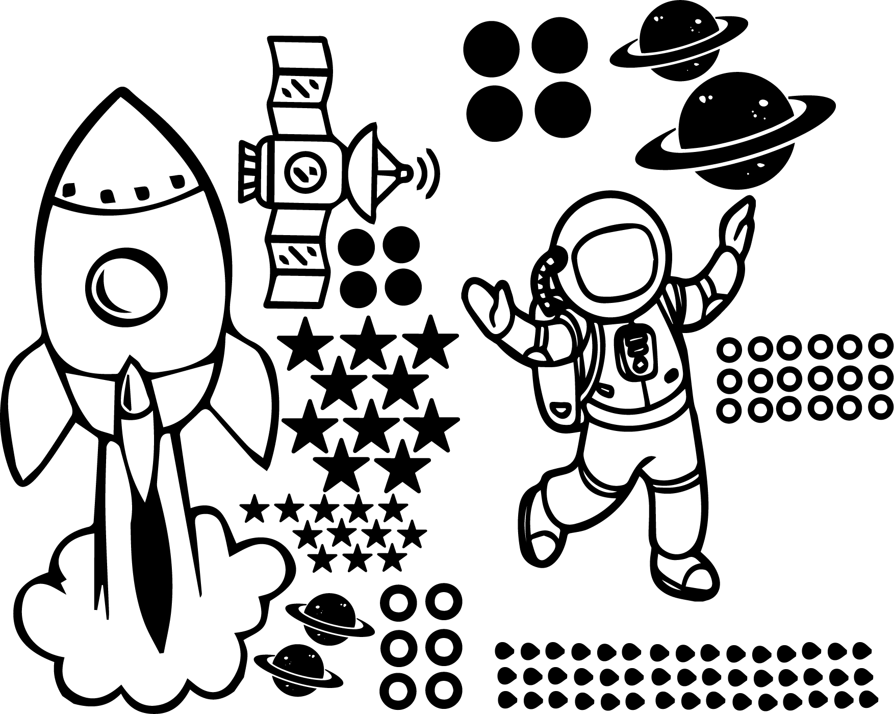 STICKER DECORATIVO PEGATINA  ASTRONAUTA NAVE ESPACIAL-1
