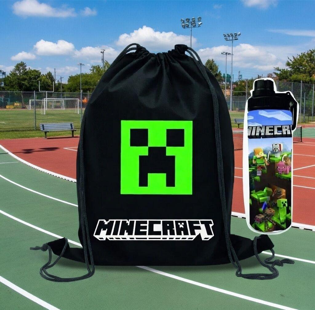 BOTELLA CON MORRAL DISEÑO  GAMER JUEGO MINECRAFT-3