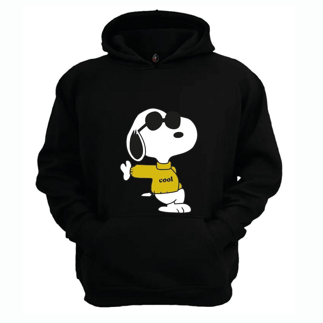 Poleron Snoopy  full color, Cool,  Algodón, con gorro y bolsillo-0