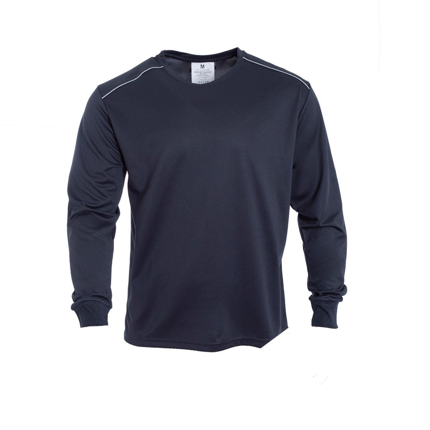 Polera Dry Fit C/Antibacterial Ml Cuello Polo Y Reflectante Gris oscuro-0