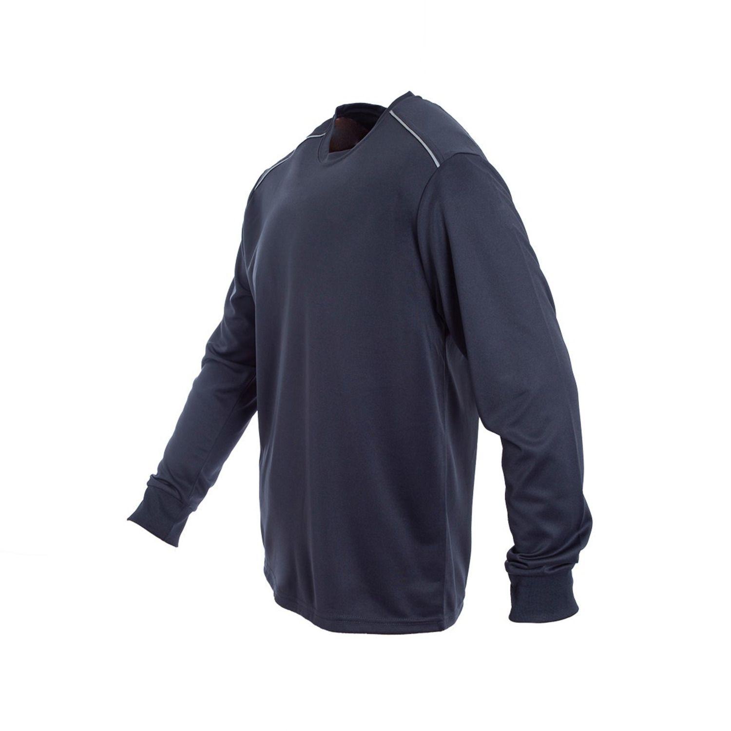 Polera Dry Fit C/Antibacterial Ml Cuello Polo Y Reflectante Gris oscuro-1