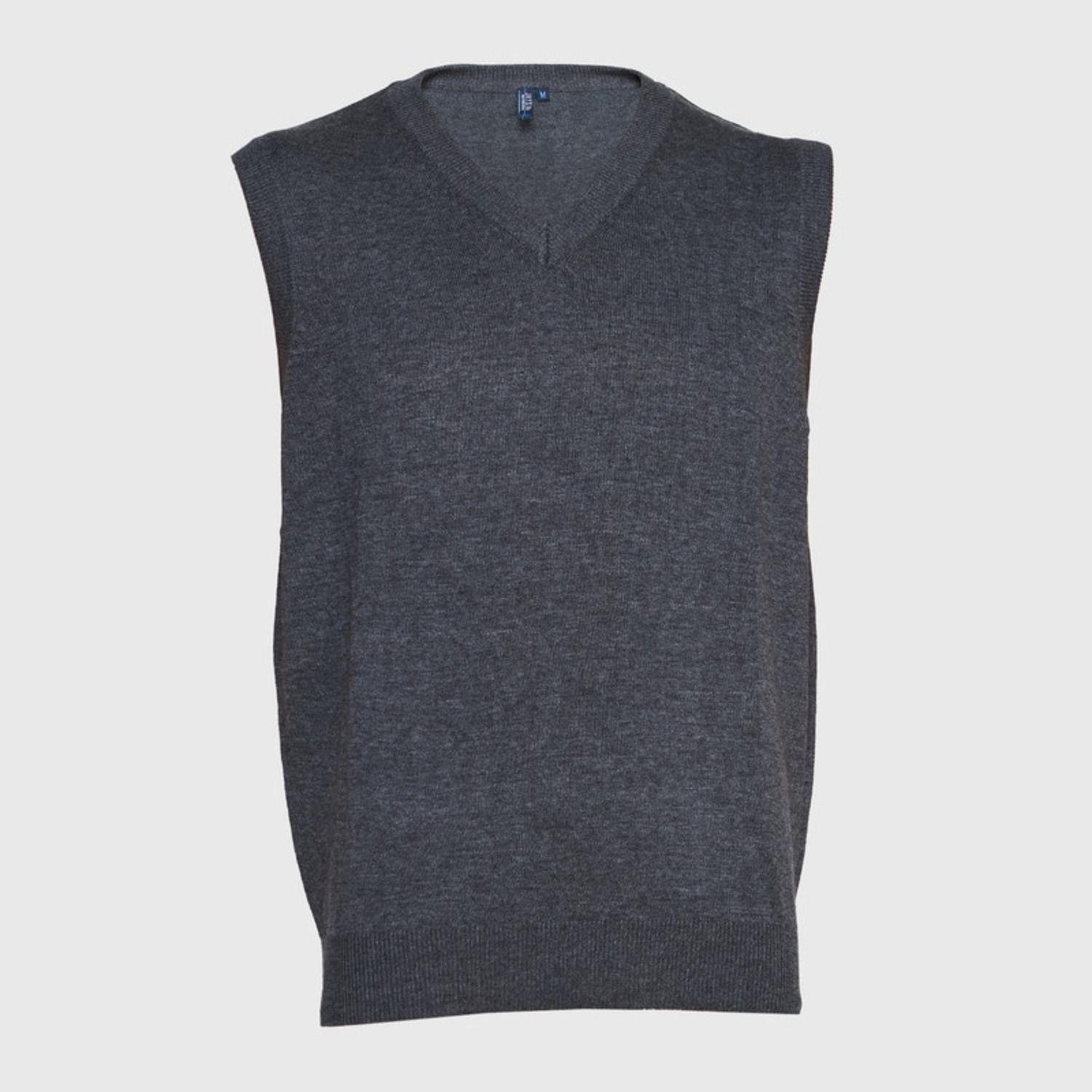 Sweater Cuello V Unisex S/M Gris oscuro-0