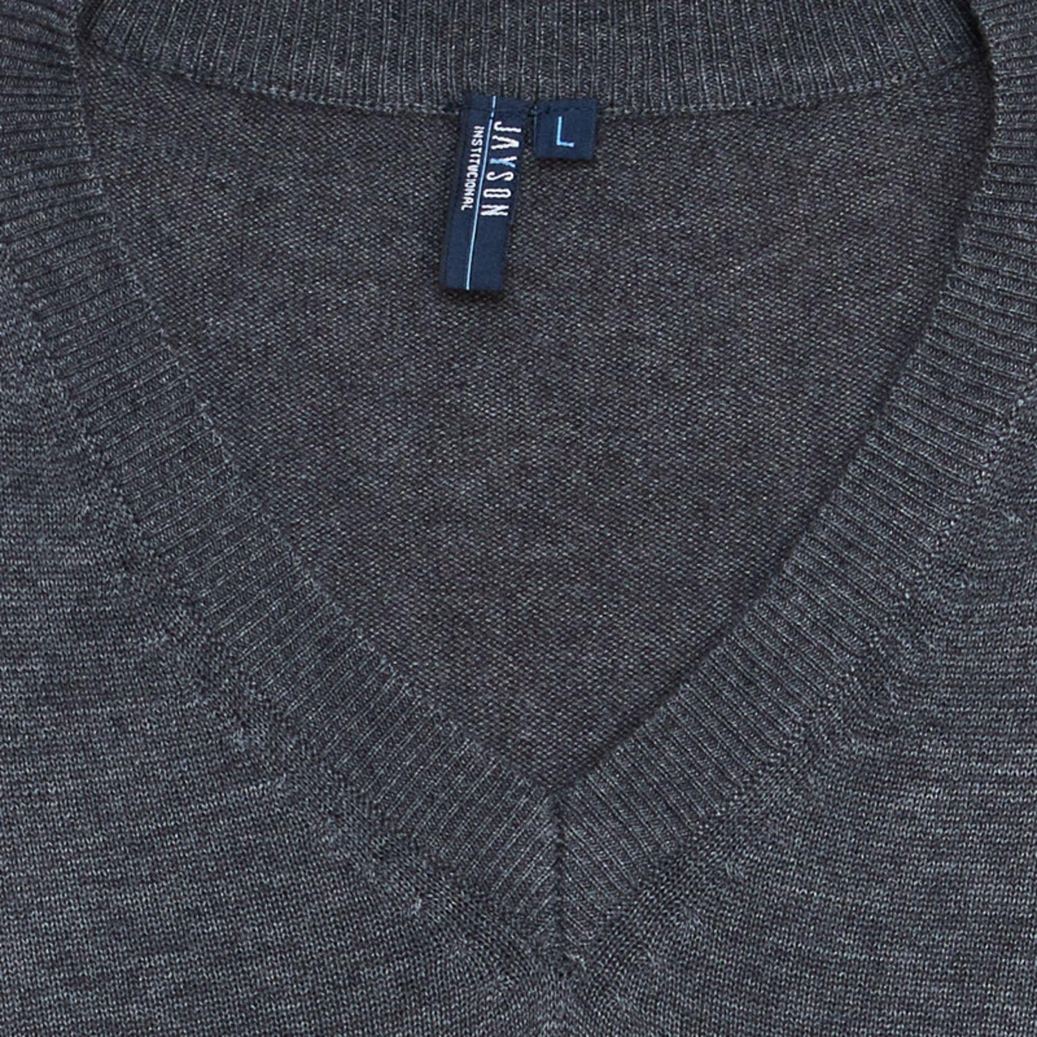 Sweater Cuello V Unisex S/M Gris oscuro-3