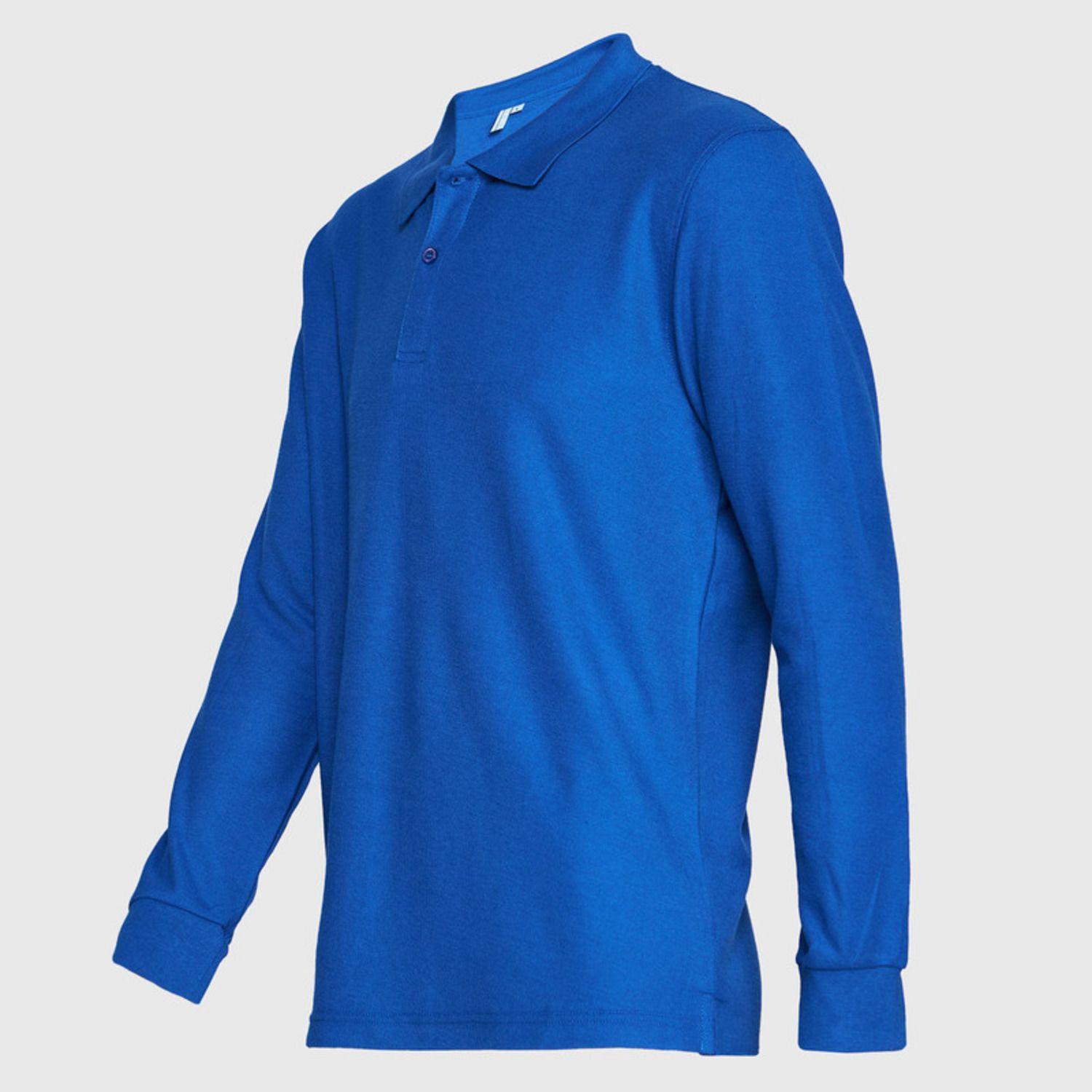 Polera Pique T/C Ml Hombre Azul-2