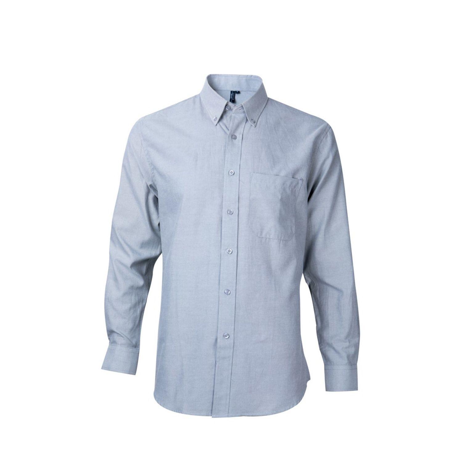 Camisa Oxford B/Pegado M/L Gris oscuro-0