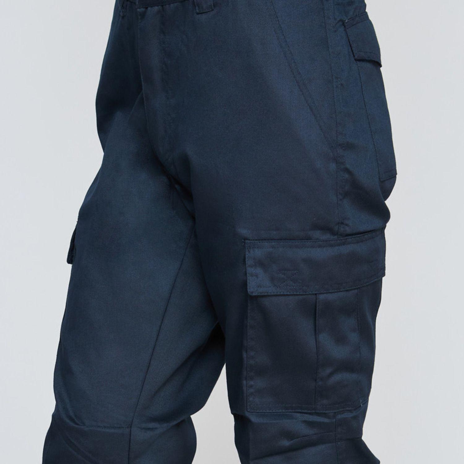 Pantalón Cargo Gababardina Cintura Elasticada Azul marino-4