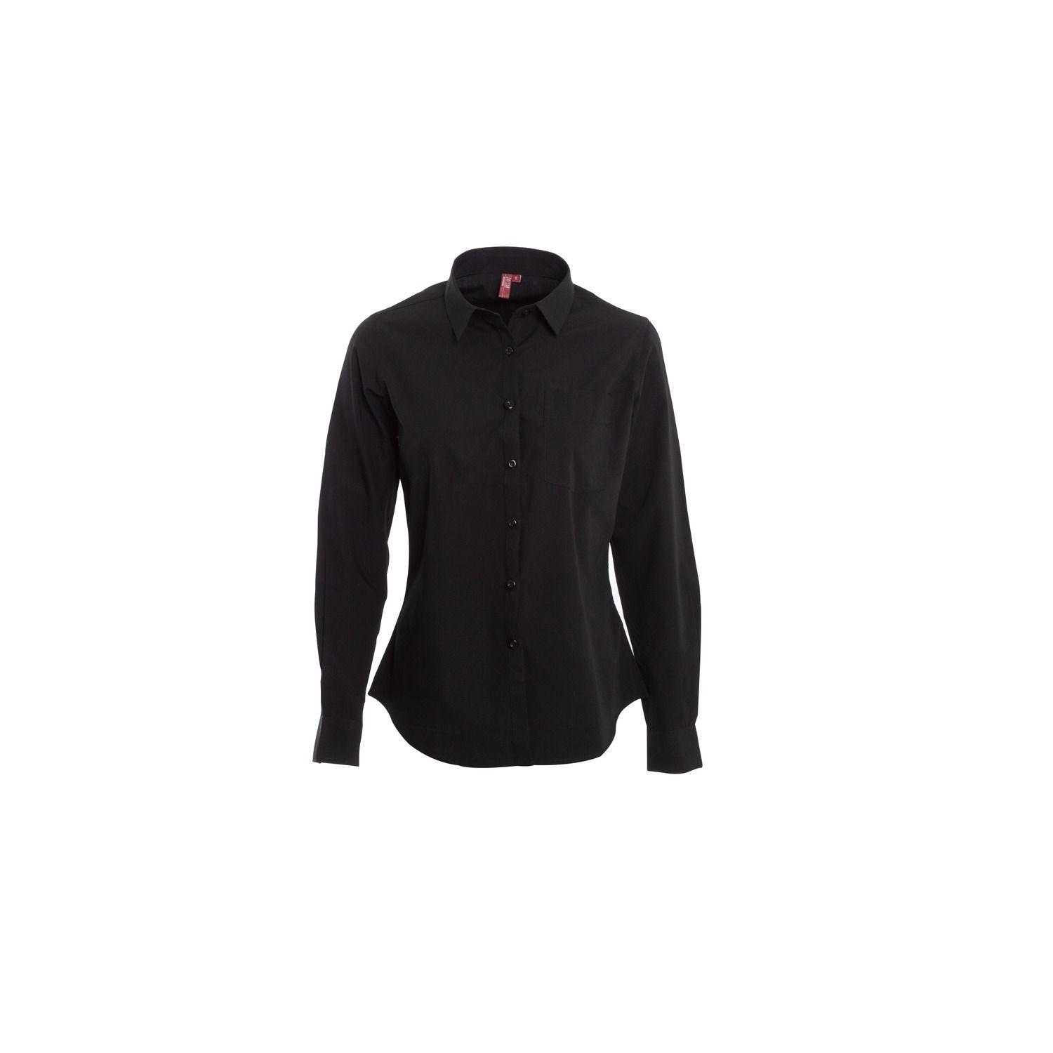 Blusa Trevira Boton Cuello Negra Negro-0
