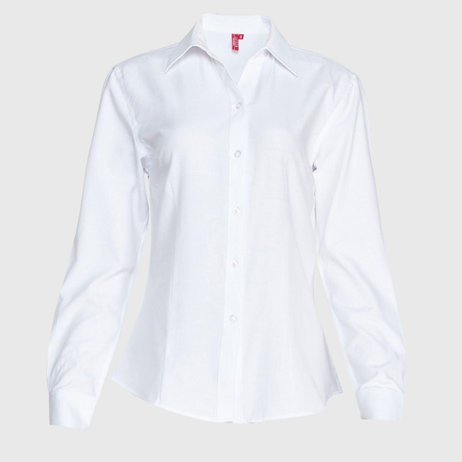 Blusa Oxford Cuello V M/L Blanco-0