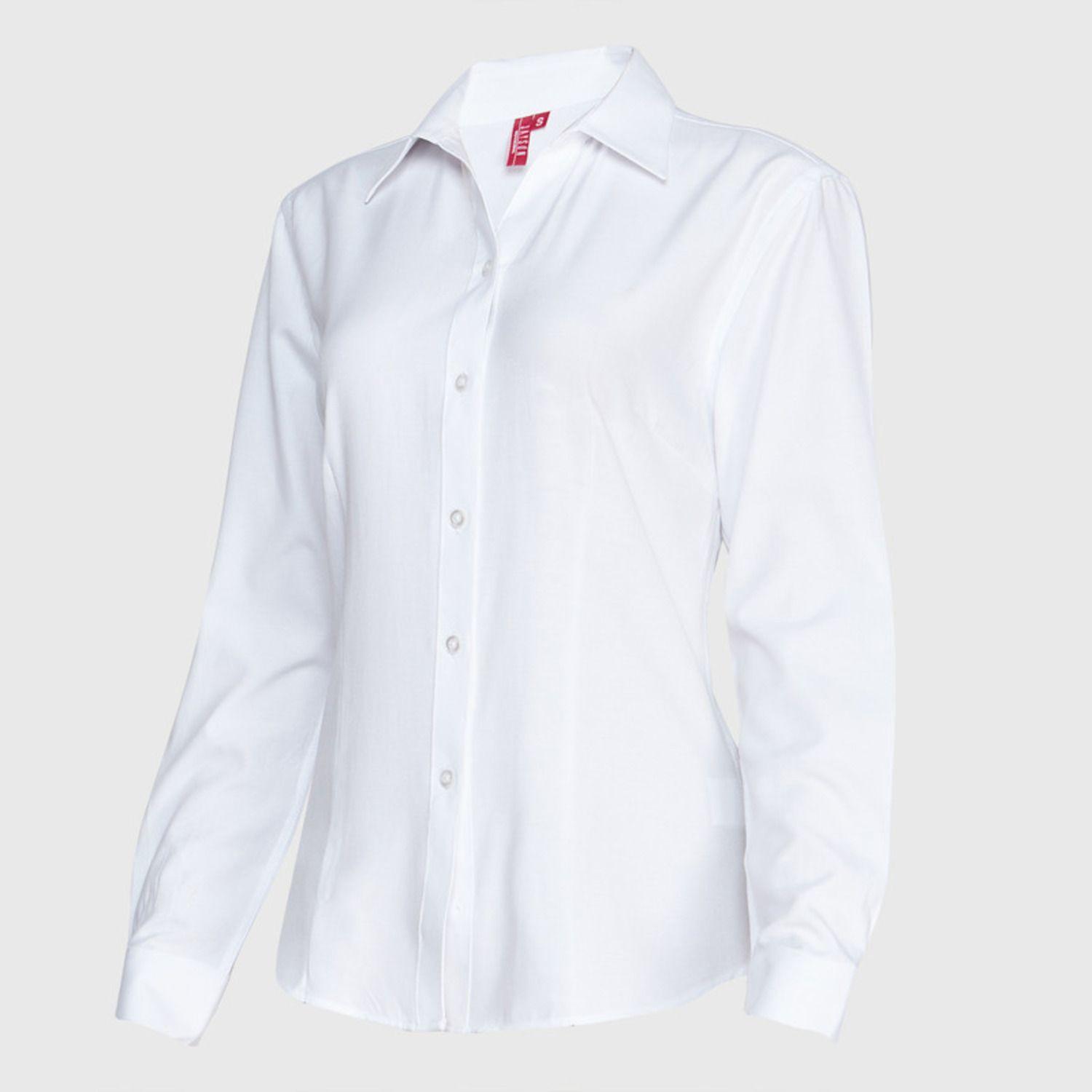 Blusa Oxford Cuello V M/L Blanco-1