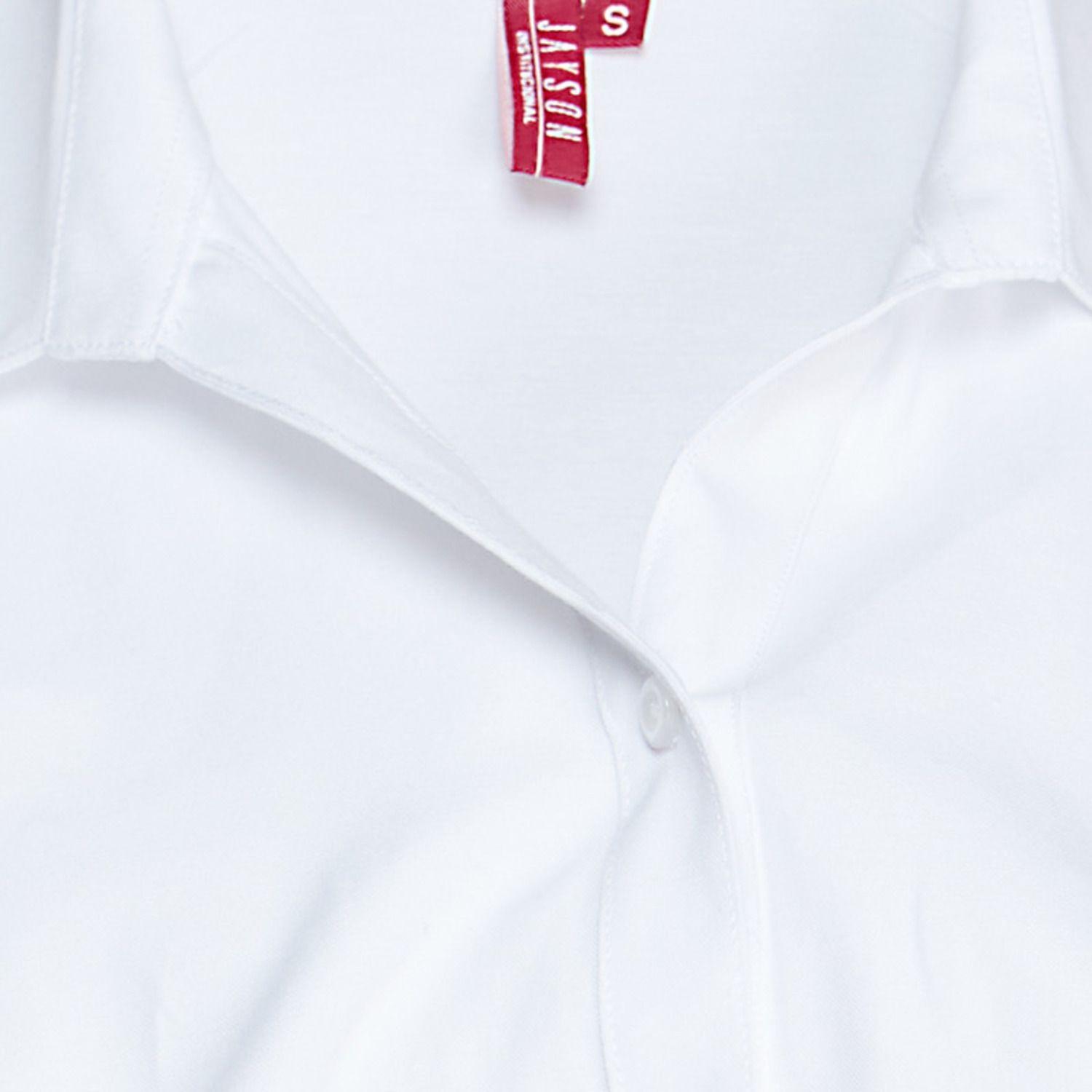 Blusa Oxford Cuello V M/L Blanco-3