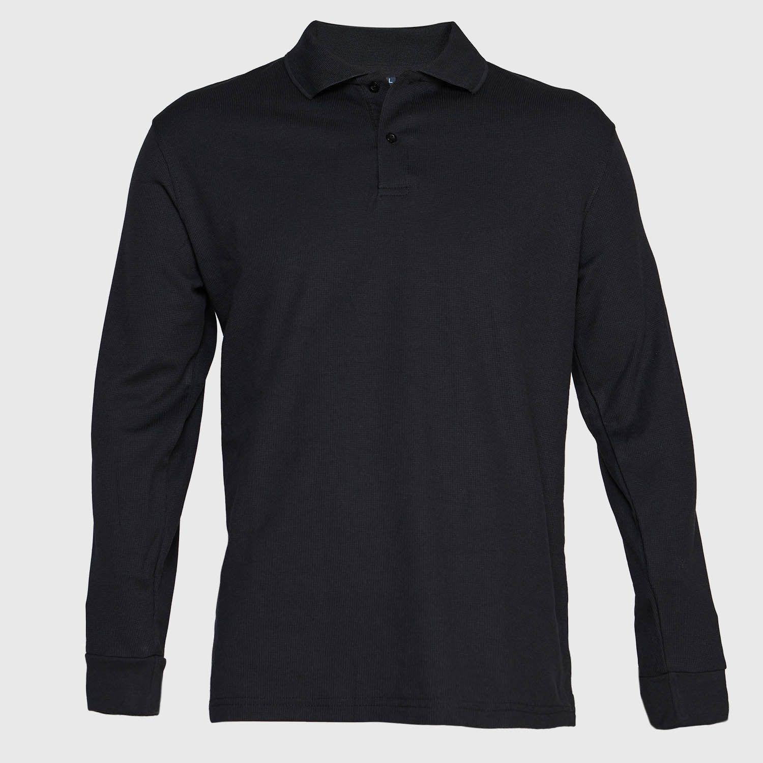 Polera Ml Hombre Waffle  Negro-0
