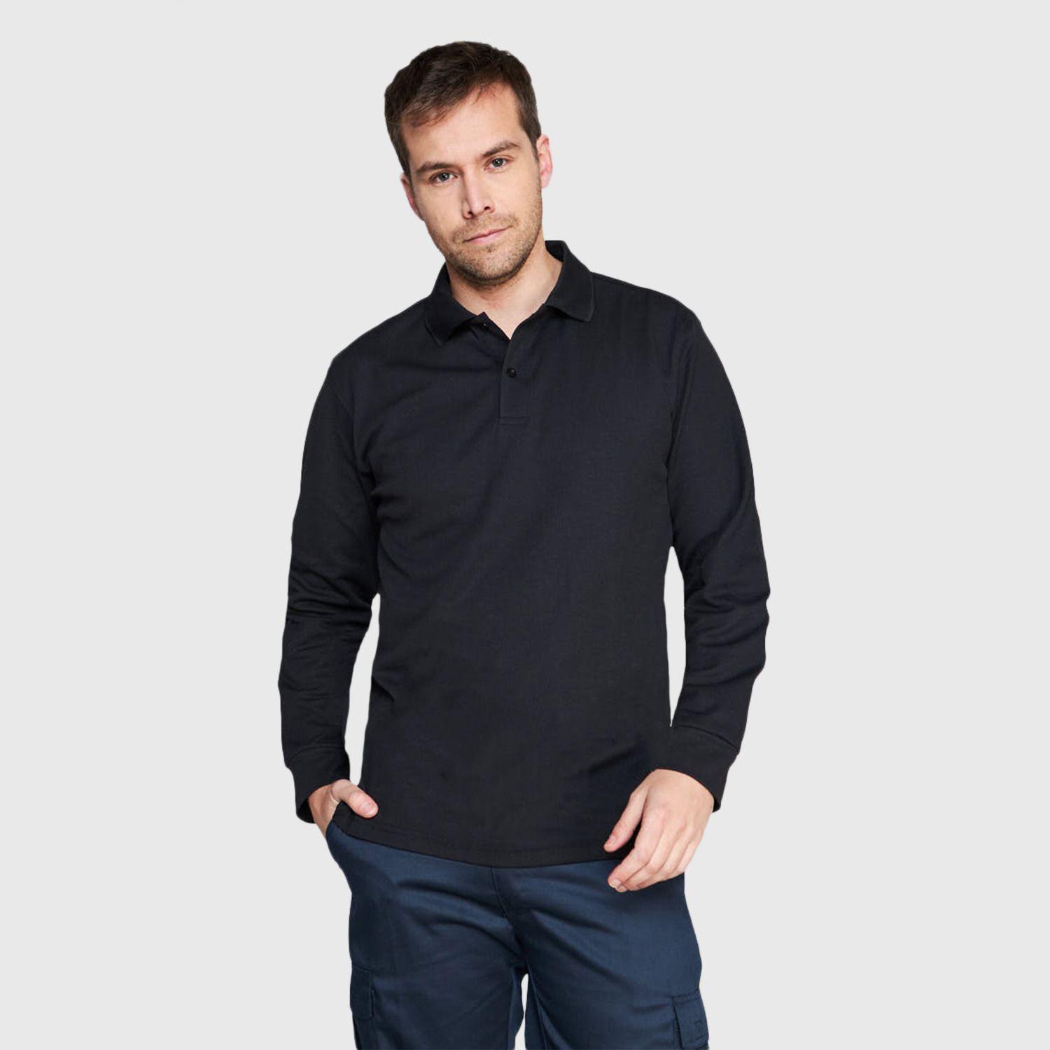 Polera Ml Hombre Waffle  Negro-3
