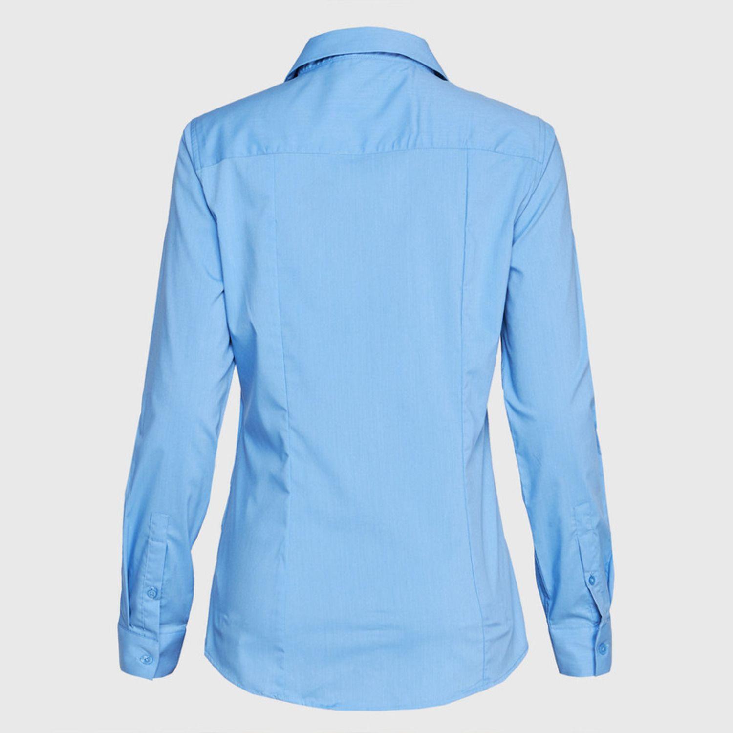 Blusa Trevira Spandex  Cuello V M/L Celeste-3
