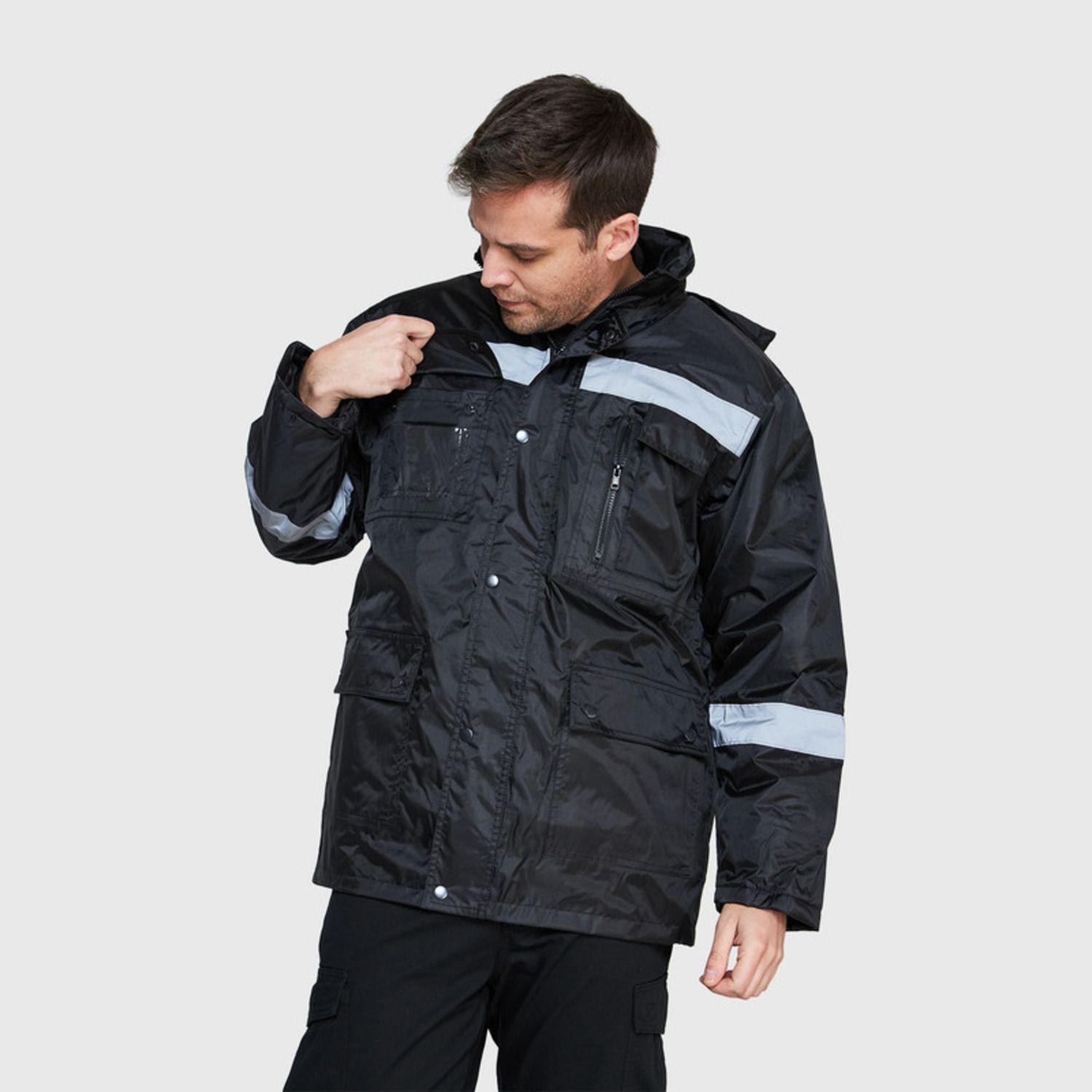 Parka Impermeable Con Reflectante Negro-0
