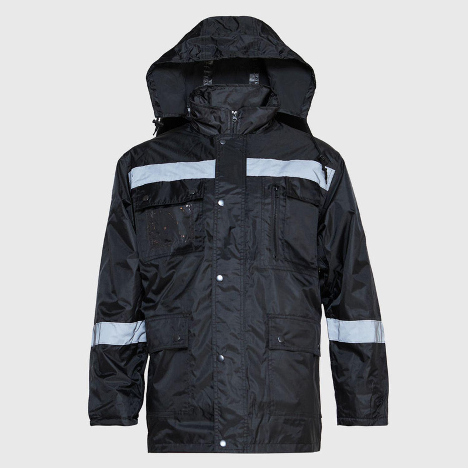 Parka Impermeable Con Reflectante Negro-1