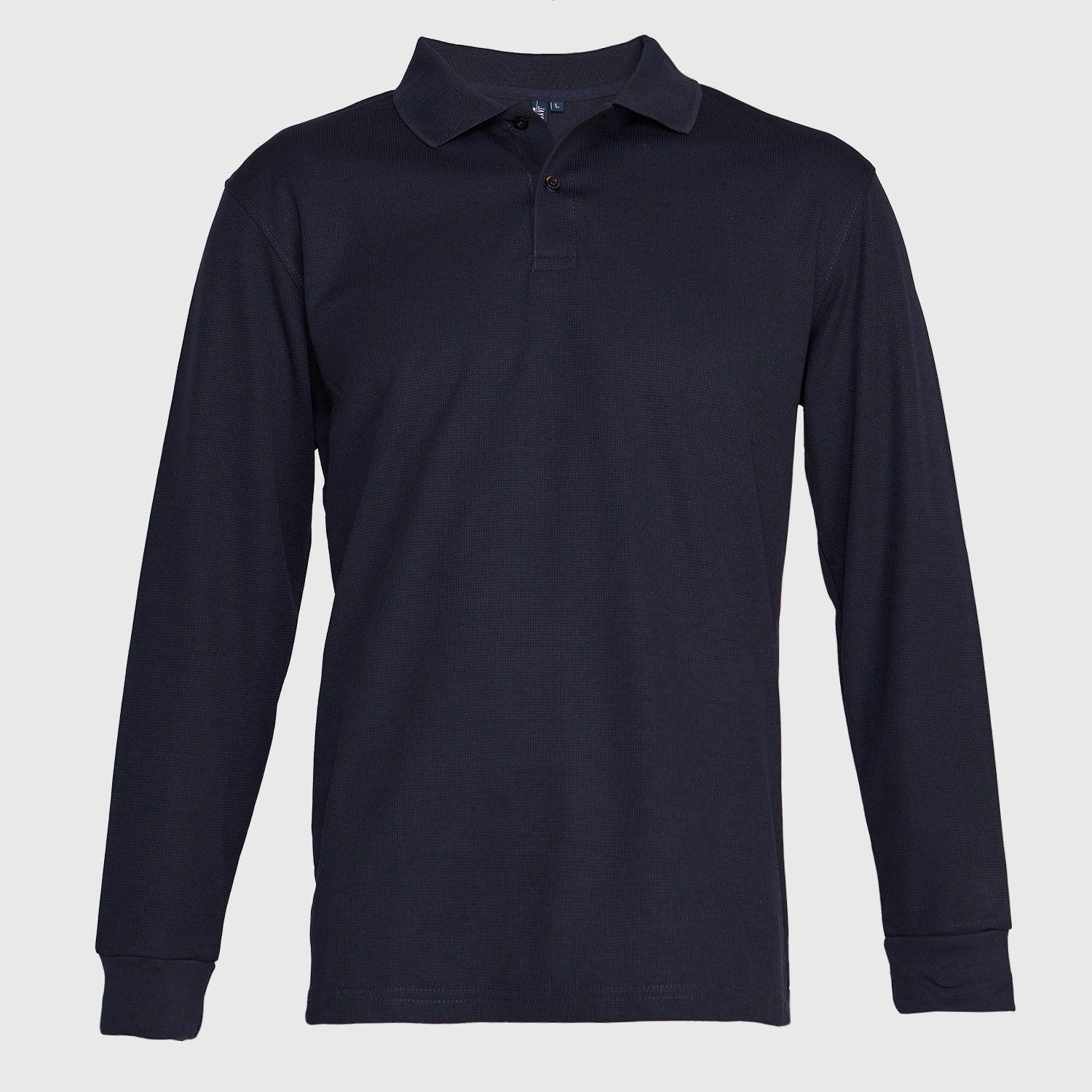 Polera Ml Hombre Waffle  Azul marino-0