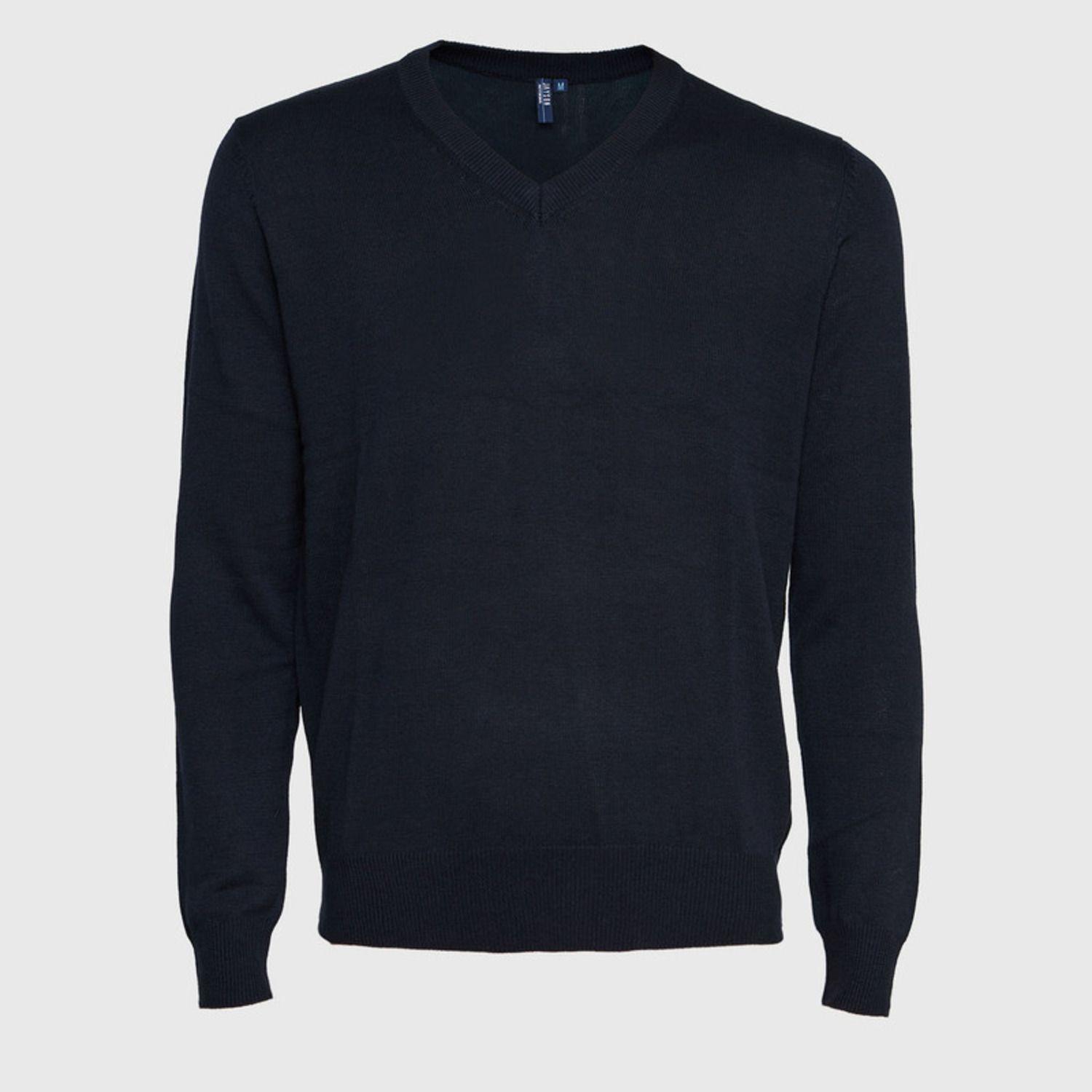 Sweater Cuello V Unisex M/L Azul marino-0