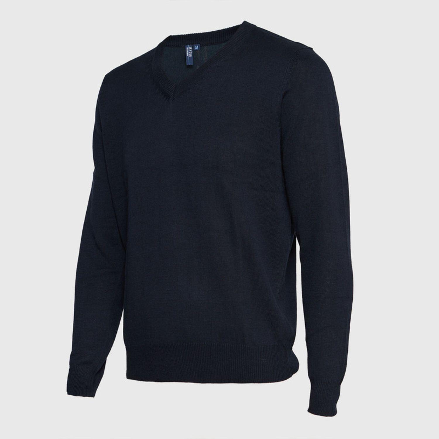 Sweater Cuello V Unisex M/L Azul marino-1