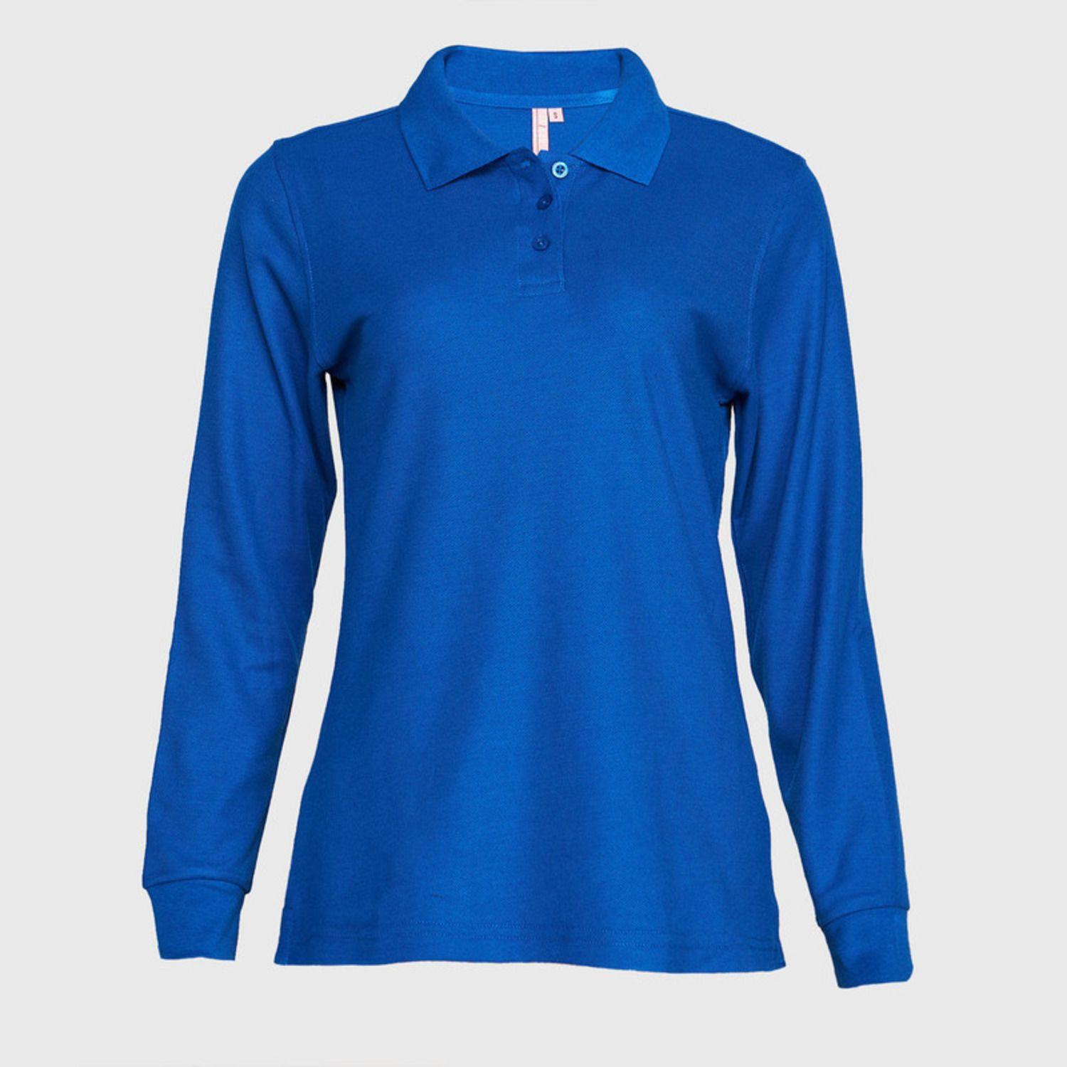 Polera Pique Tc Ml Mujer Azul-1