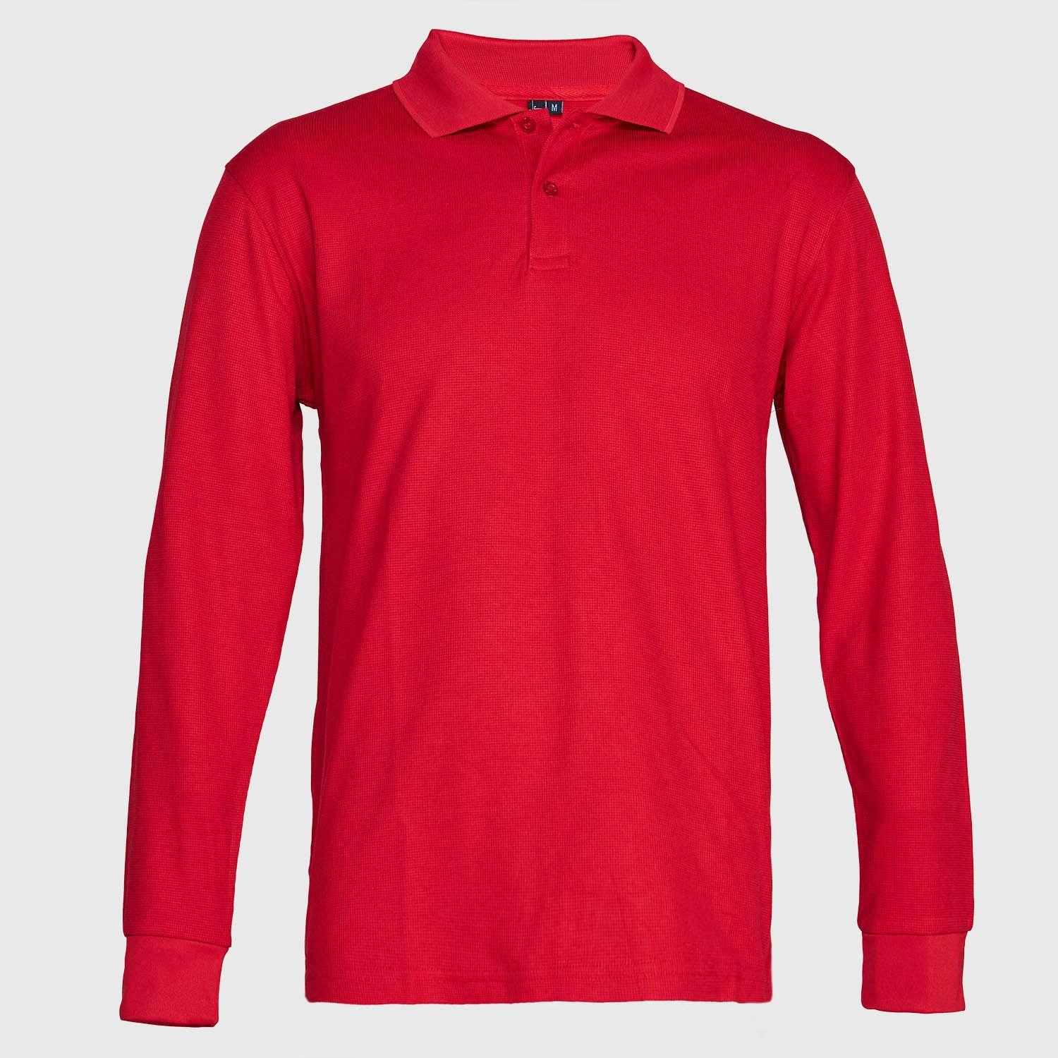 Polera Ml Hombre Waffle  Rojo-0